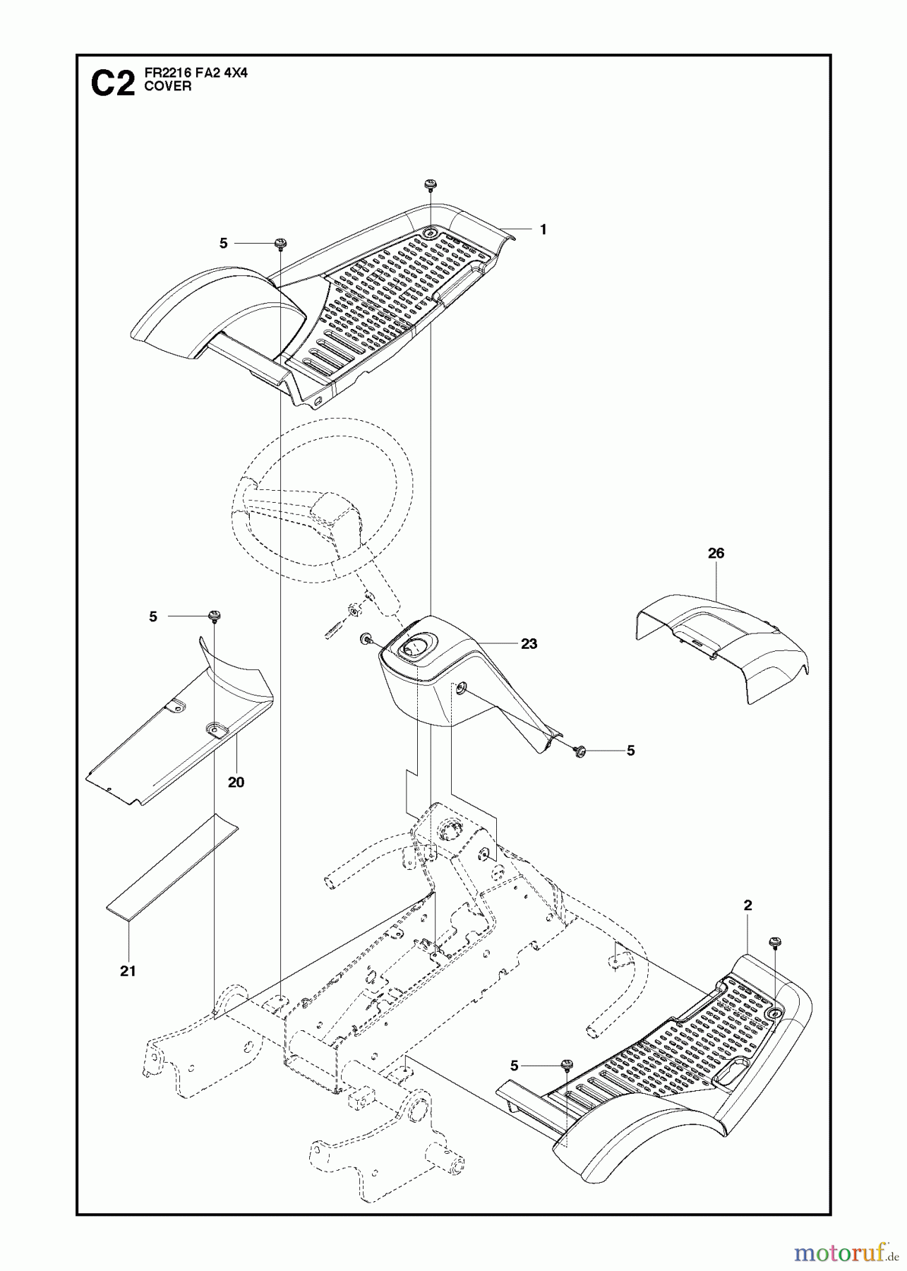 Jonsered Reitermäher FR2216 FA2 4x4 (966773901) - Jonsered Rear-Engine Riding Mower (2012) COVER #2