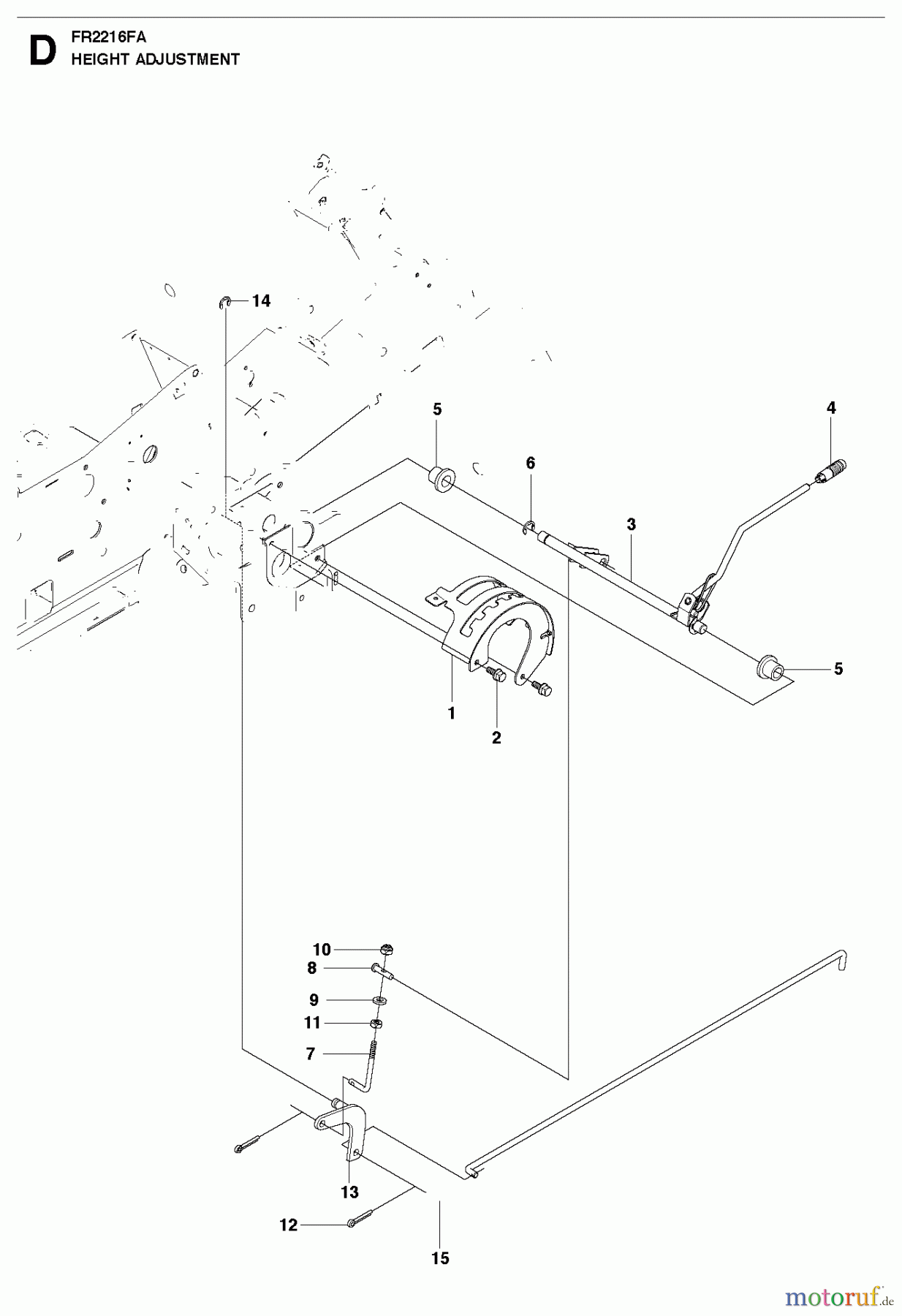 Jonsered Reitermäher FR2216 FR (966414801) - Jonsered Rear-Engine Riding Mower (2010-07) HEIGHT ADJUSTMENT