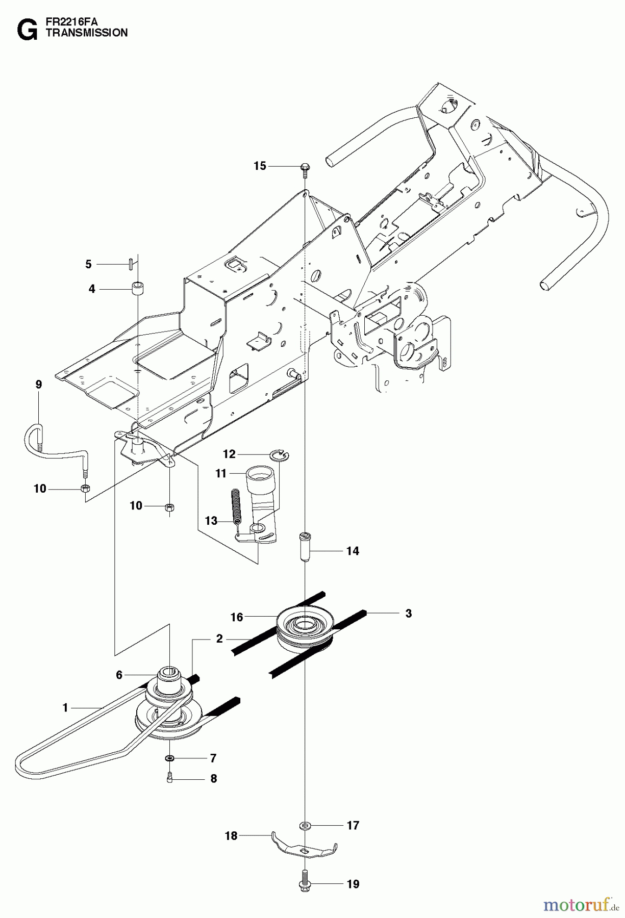  Jonsered Reitermäher FR2216 FR (966414801) - Jonsered Rear-Engine Riding Mower (2010-07) TRANSMISSION
