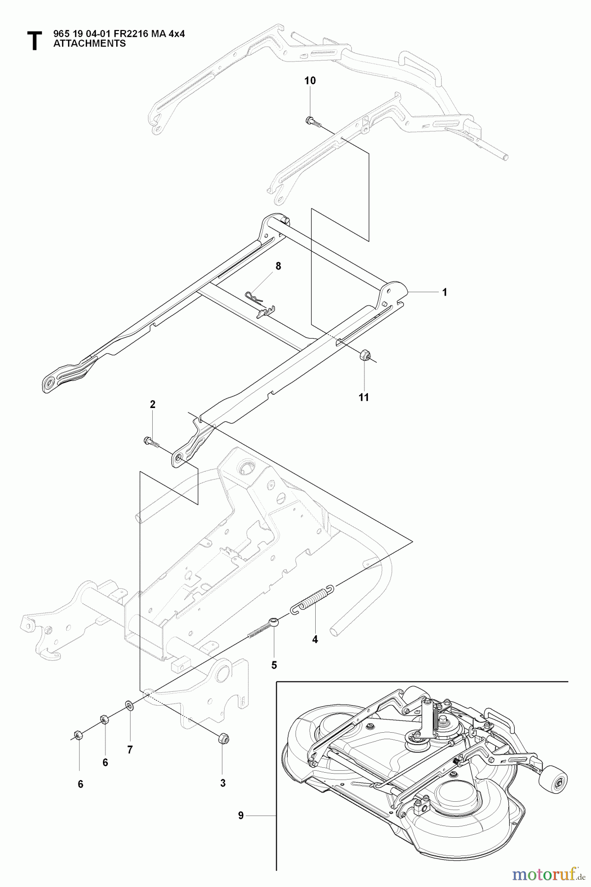  Jonsered Reitermäher FR2216 MA 4x4 (965190401) - Jonsered Rear-Engine Riding Mower (2008-01) ATTACHMENTS