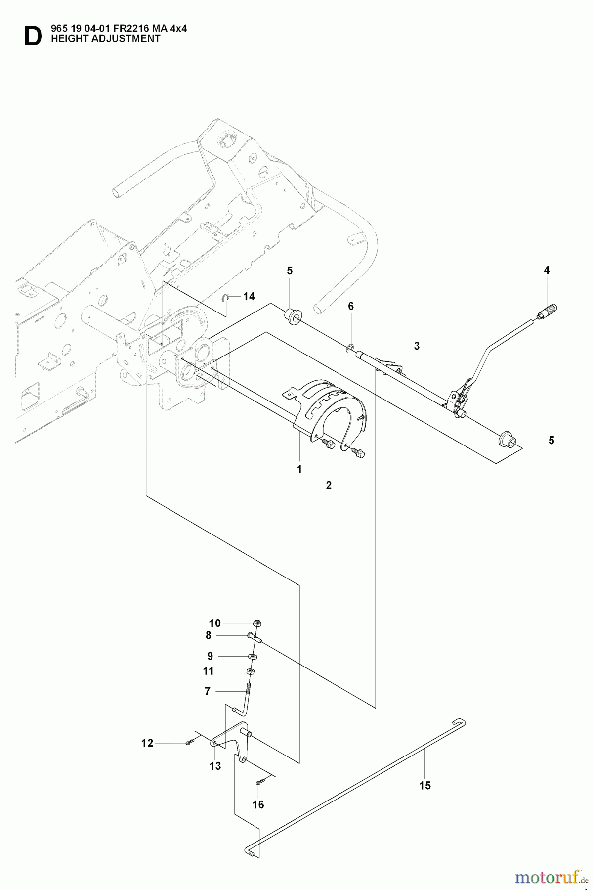 Jonsered Reitermäher FR2216 MA 4x4 (965190401) - Jonsered Rear-Engine Riding Mower (2008-01) HEIGHT ADJUSTMENT