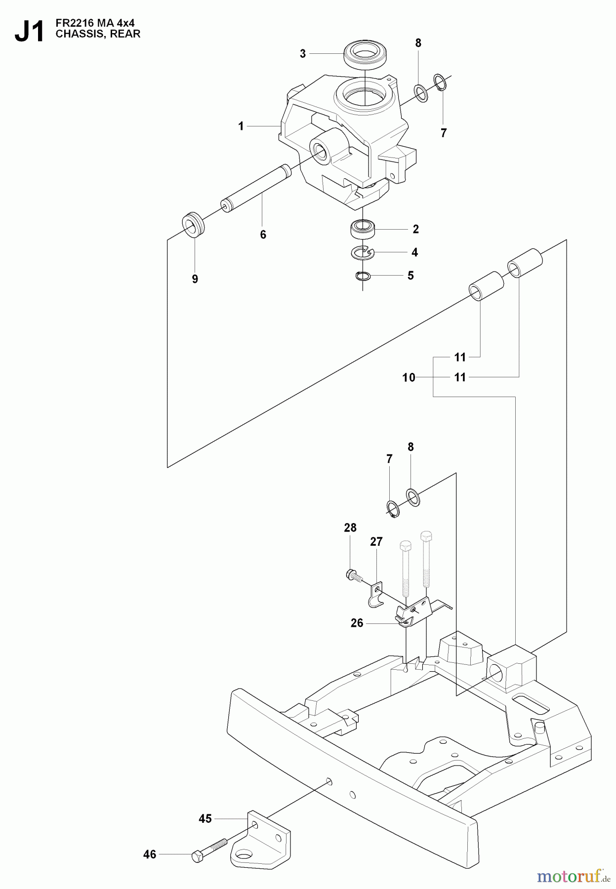 Jonsered Reitermäher FR2216 MA 4x4 (965190401) - Jonsered Rear-Engine Riding Mower (2009-04) CHASSIS ENCLOSURES #1