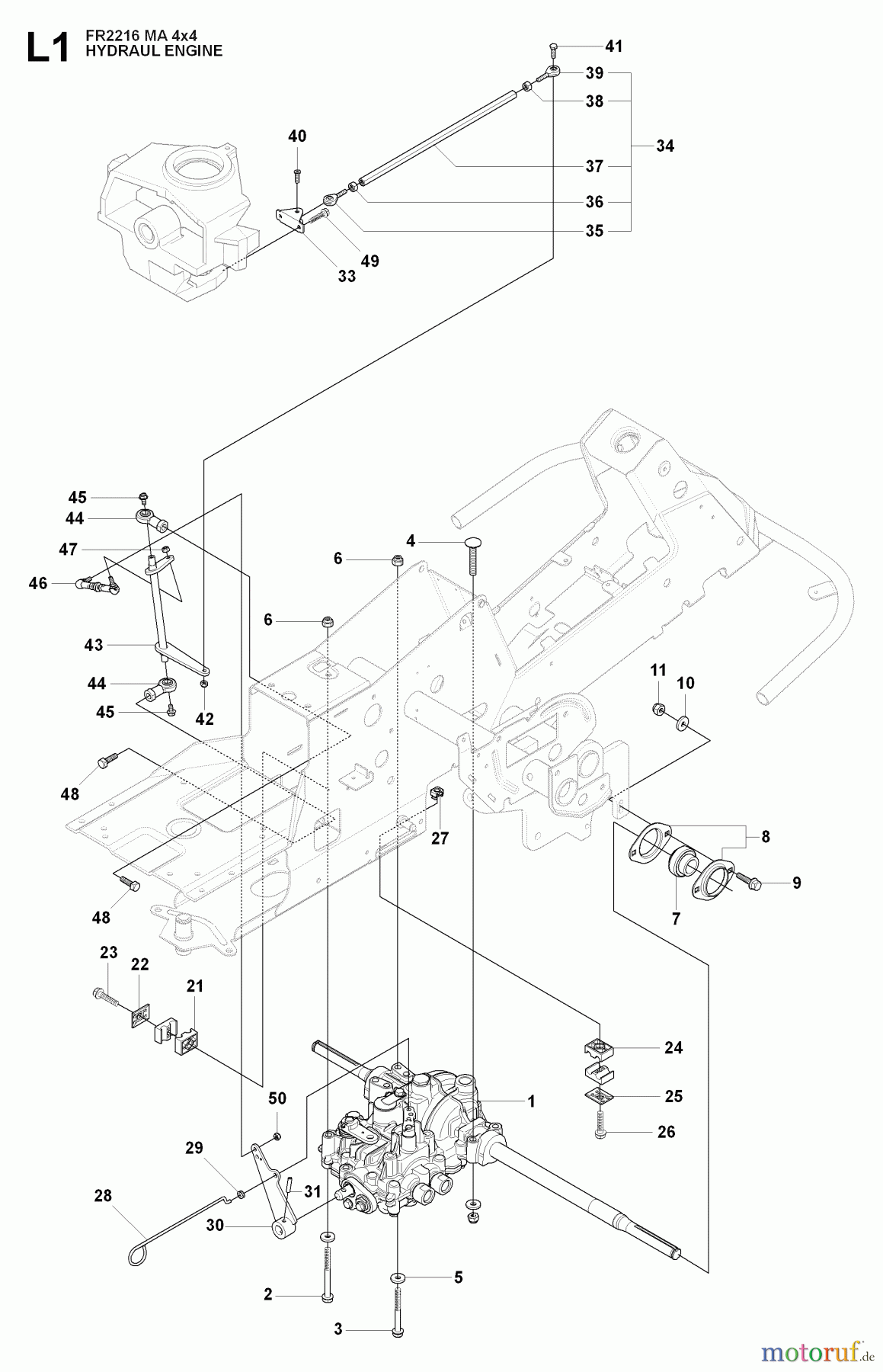 Jonsered Reitermäher FR2216 MA 4x4 (965190401) - Jonsered Rear-Engine Riding Mower (2009-04) HOOD #2
