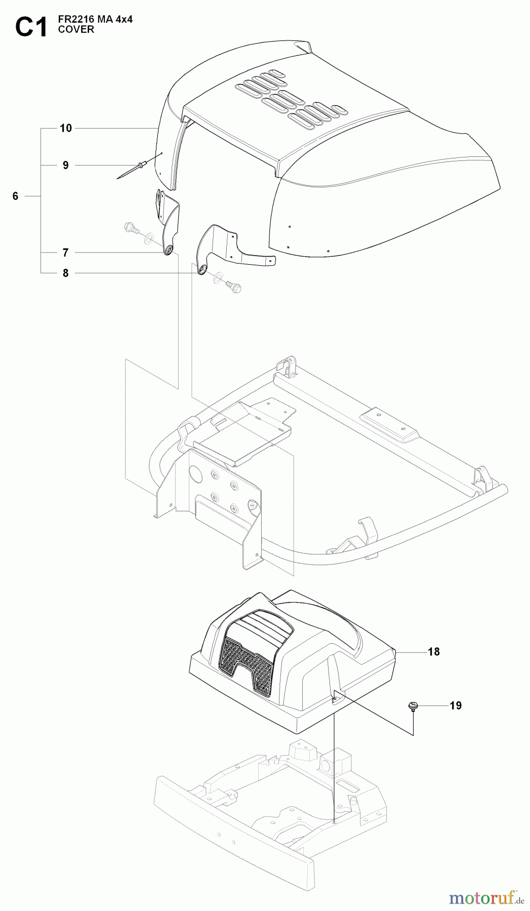Jonsered Reitermäher FR2216 MA 4x4 (965190401) - Jonsered Rear-Engine Riding Mower (2009-04) HOOD #3