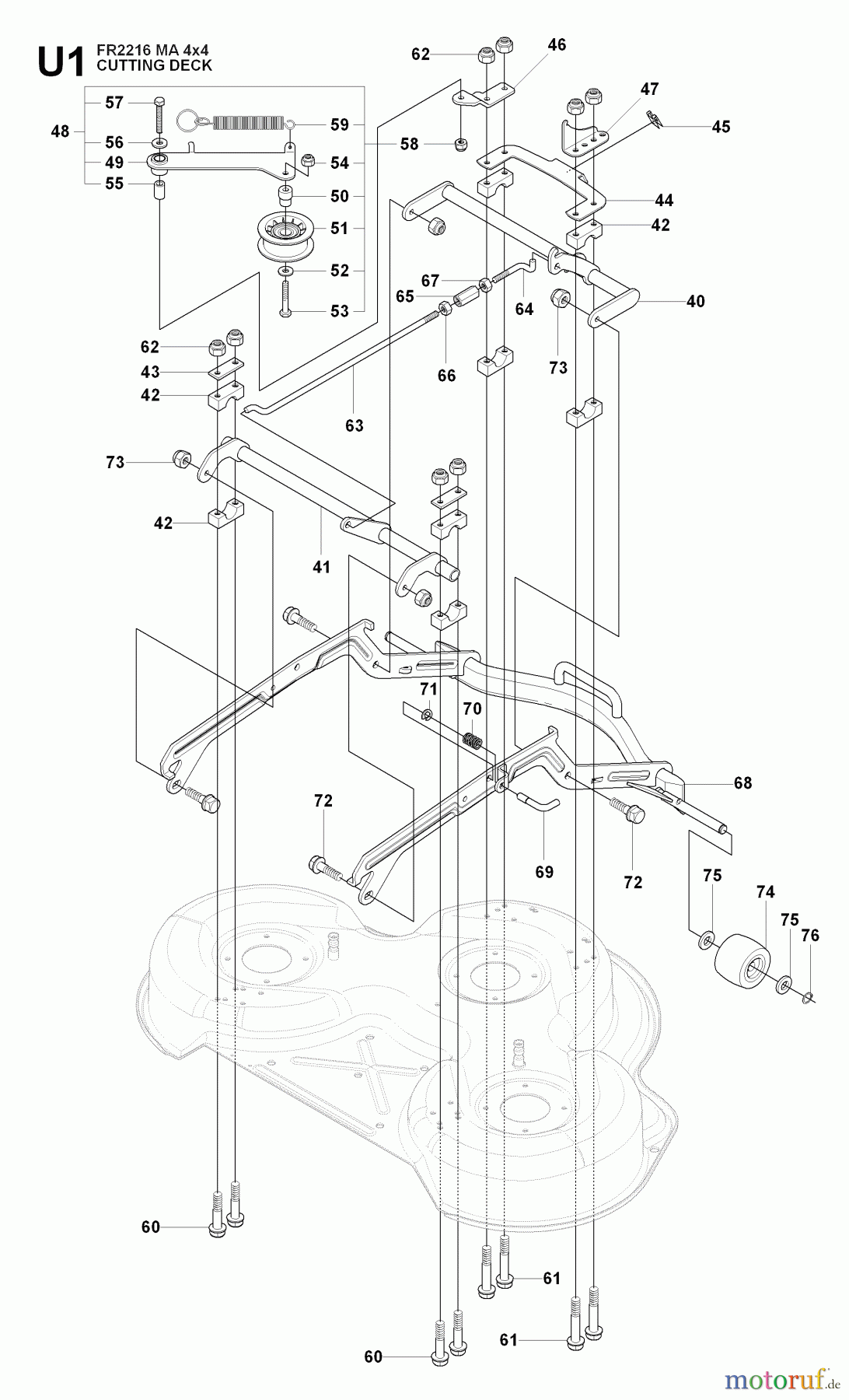  Jonsered Reitermäher FR2216 MA 4x4 (965190401) - Jonsered Rear-Engine Riding Mower (2009-04) MOWER DECK / CUTTING DECK #2