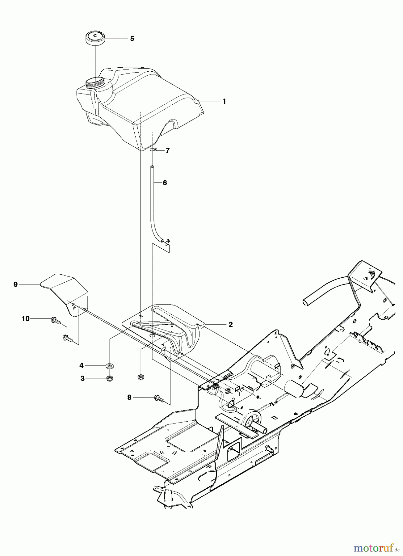 Jonsered Reitermäher FR2216 MA 4x4 (965190401) - Jonsered Rear-Engine Riding Mower (2010-07) FUEL SYSTEM