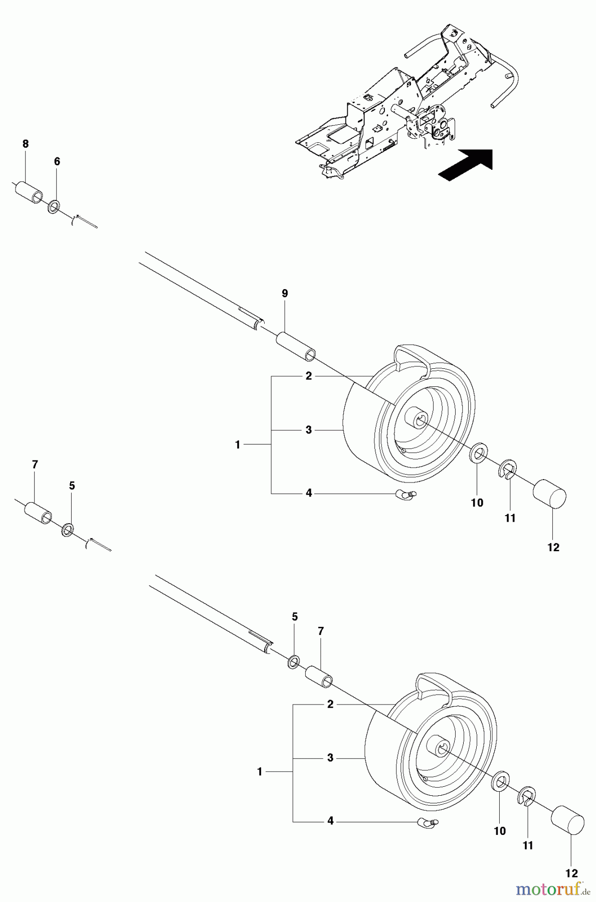 Jonsered Reitermäher FR2216 MA 4x4 (965190401) - Jonsered Rear-Engine Riding Mower (2010-07) WHEELS TIRES