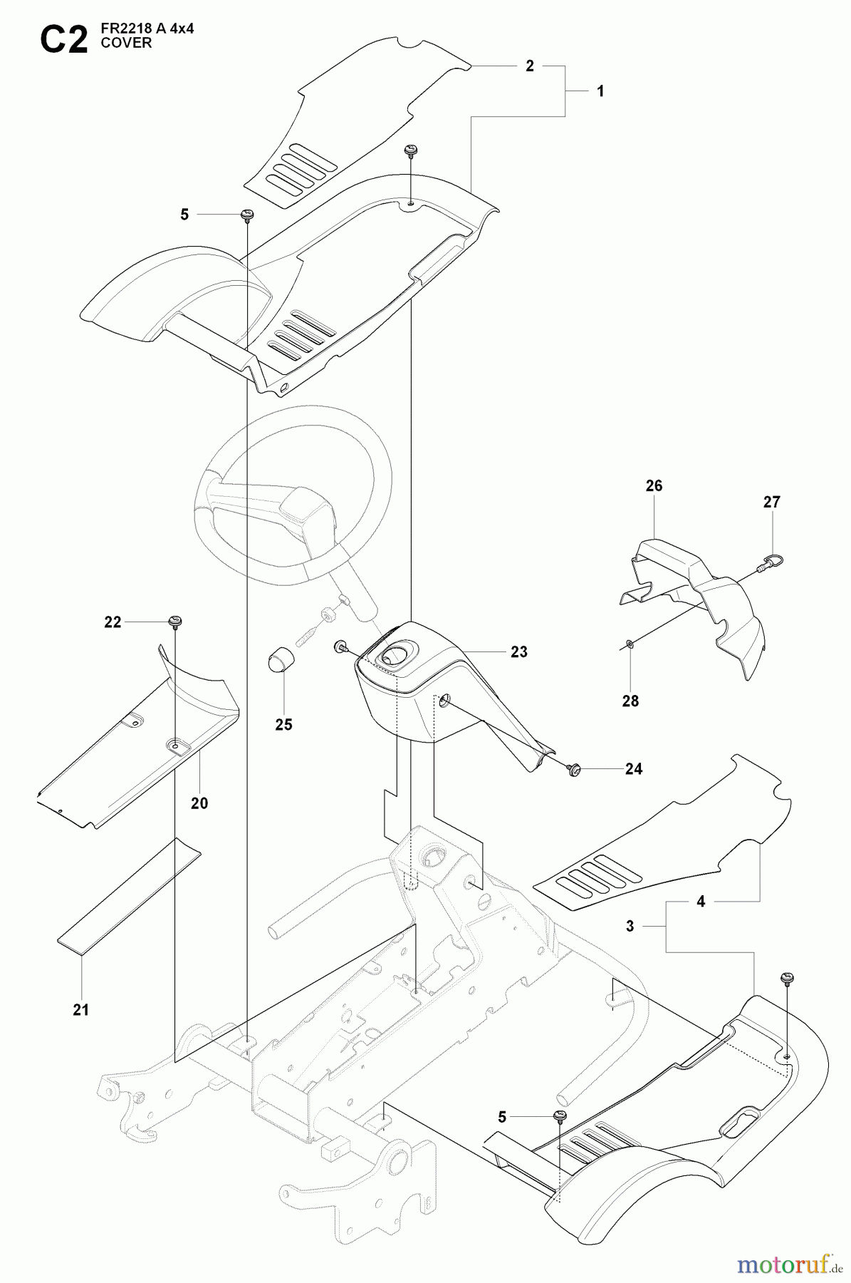 Jonsered Reitermäher FR2218 A 4X4 (966978601) - Jonsered Rear-Engine Riding Mower (2009-02) COVER #1