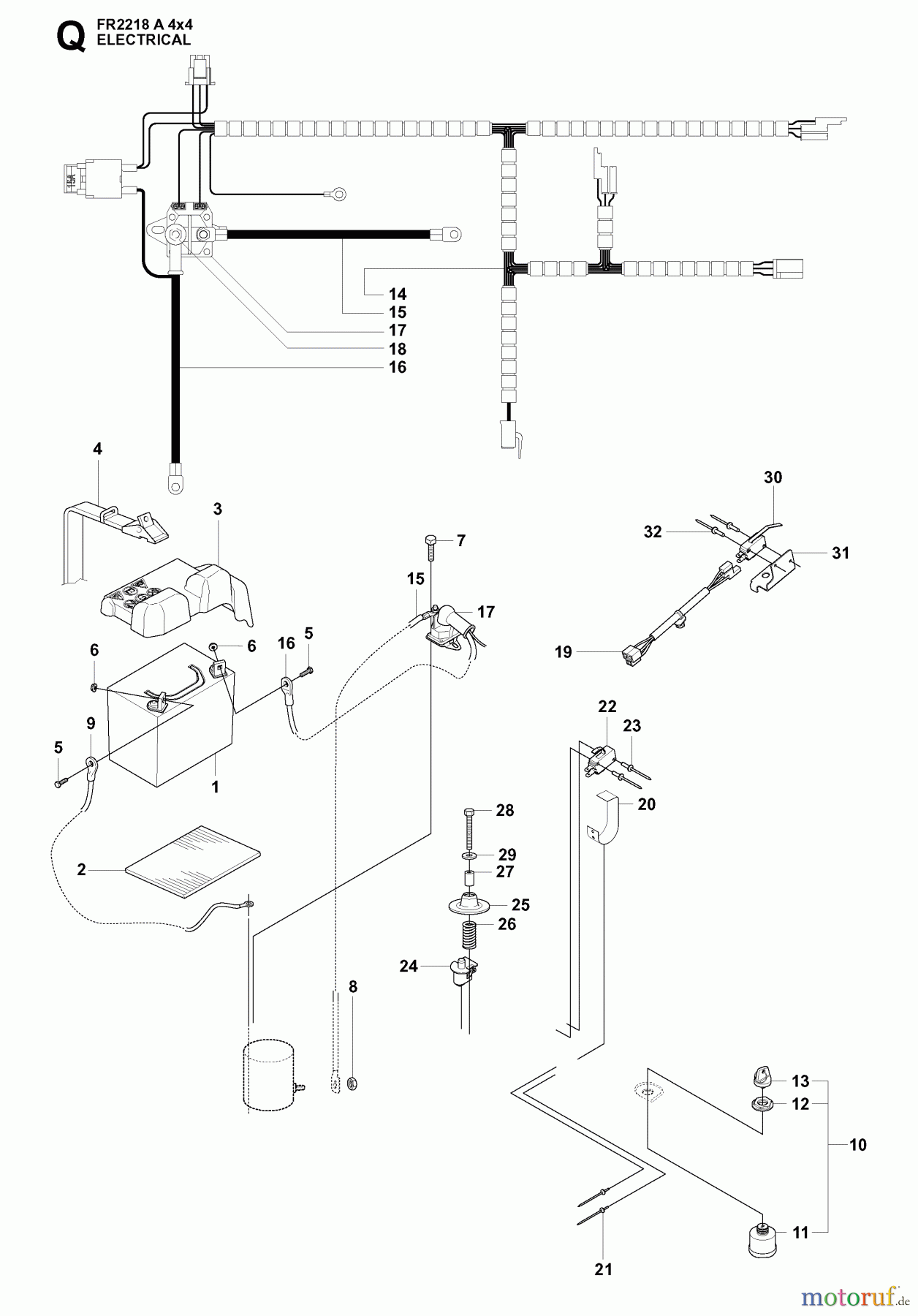 Jonsered Reitermäher FR2218 A 4X4 (966978601) - Jonsered Rear-Engine Riding Mower (2009-02) ELECTRICAL