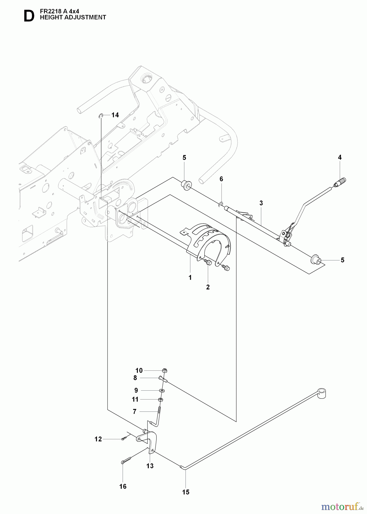 Jonsered Reitermäher FR2218 A 4X4 (966978601) - Jonsered Rear-Engine Riding Mower (2009-02) HEIGHT ADJUSTMENT
