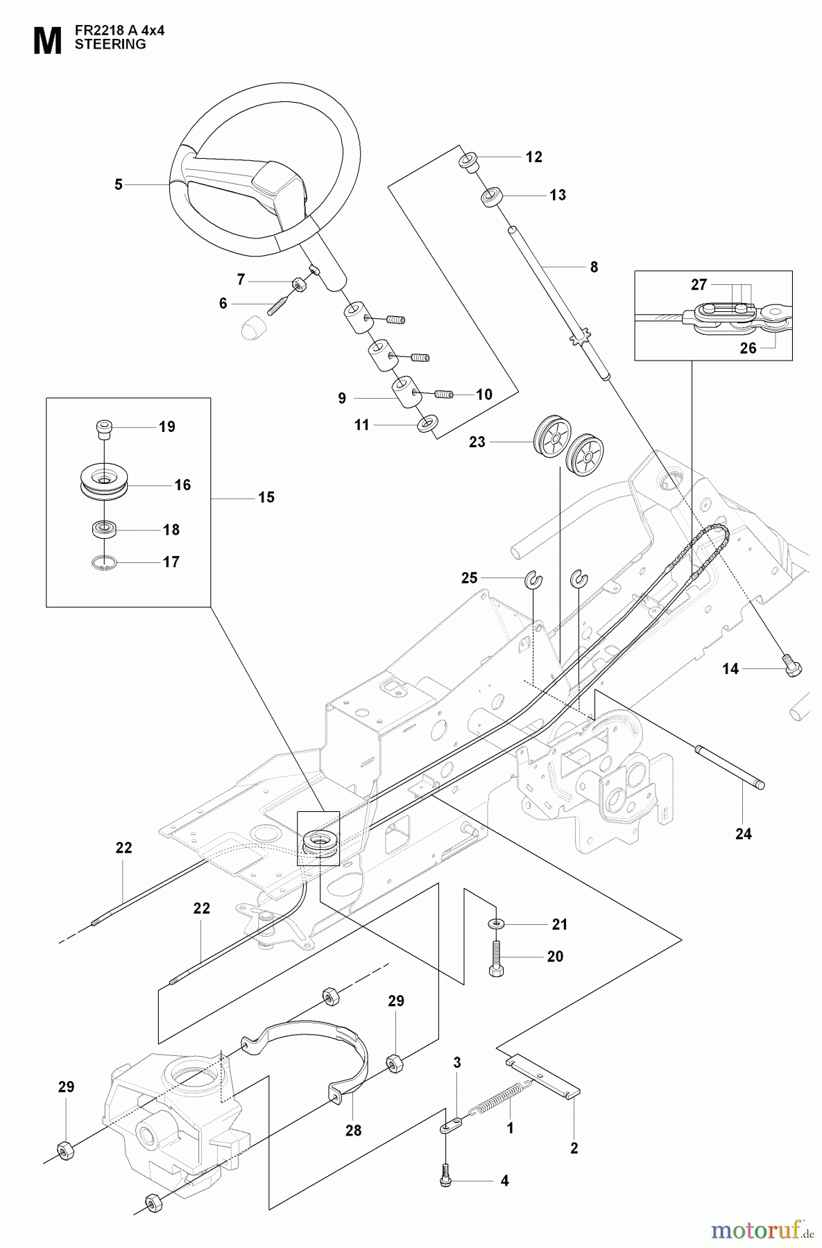  Jonsered Reitermäher FR2218 A 4X4 (966978601) - Jonsered Rear-Engine Riding Mower (2009-02) STEERING