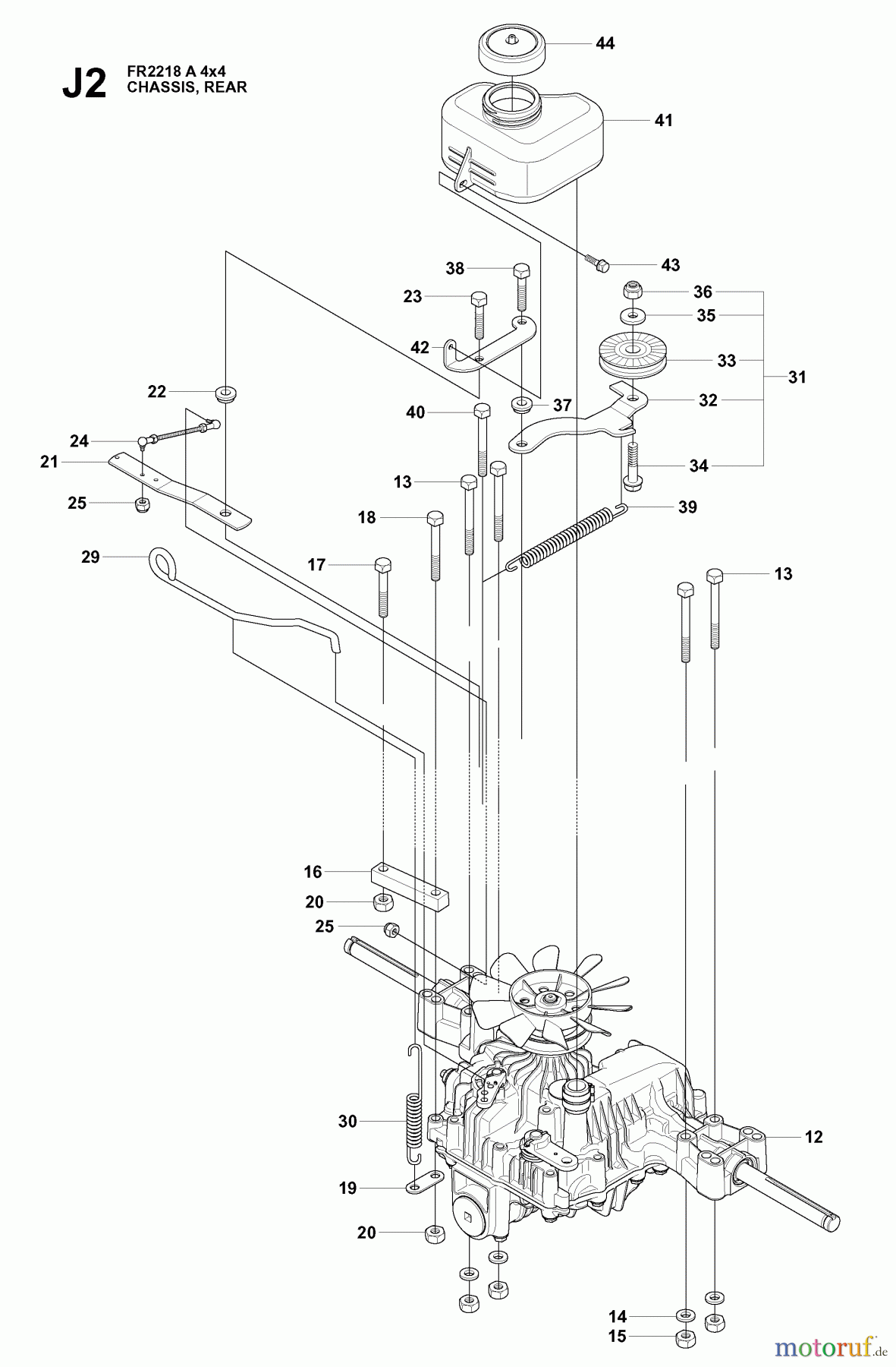 Jonsered Reitermäher FR2218 A 4X4 (966978601) - Jonsered Rear-Engine Riding Mower (2009-02) TRANSMISSION #1