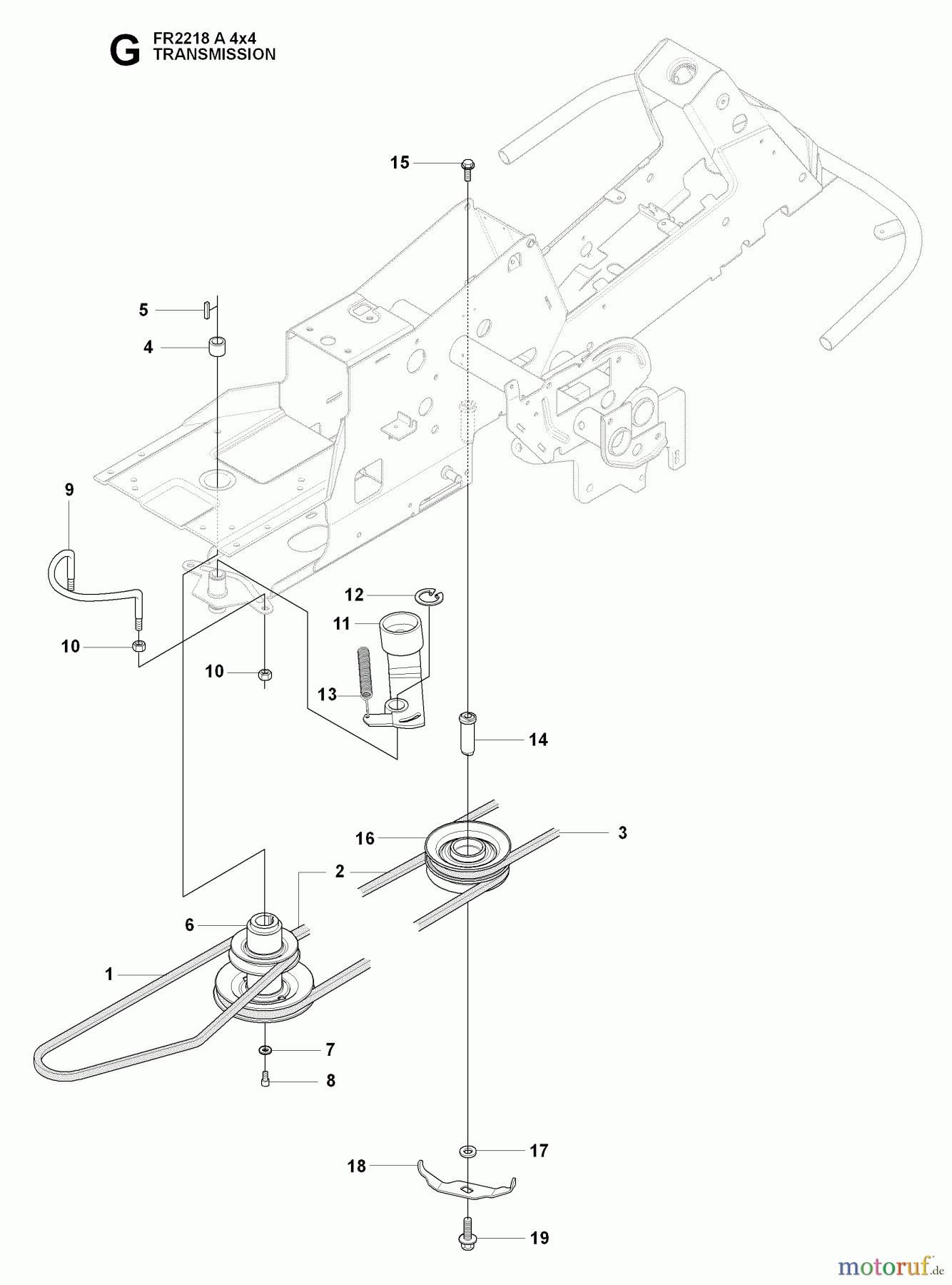 Jonsered Reitermäher FR2218 A 4X4 (966978601) - Jonsered Rear-Engine Riding Mower (2009-02) TRANSMISSION #3