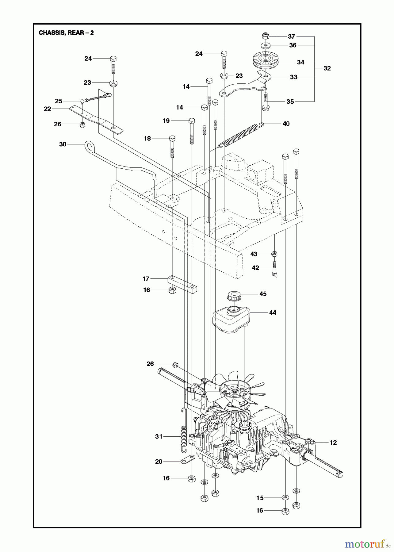 Jonsered Reitermäher FR2218 FA (967179201) - Jonsered Rear-Engine Riding Mower (2013) CHASSIS REAR #2