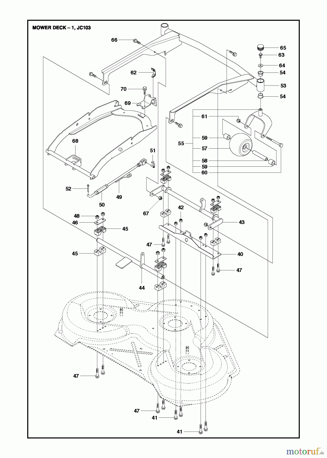 Jonsered Reitermäher FR2218 FA (967179201) - Jonsered Rear-Engine Riding Mower (2013) MOWER DECK / CUTTING DECK #4
