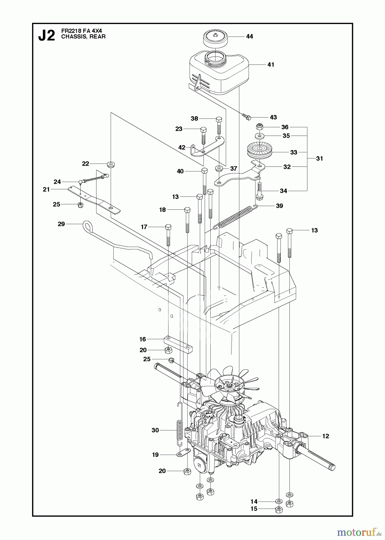 Jonsered Reitermäher FR2218 FA 4x4 (966773701) - Jonsered Rear-Engine Riding Mower (2012) CHASSIS REAR #2