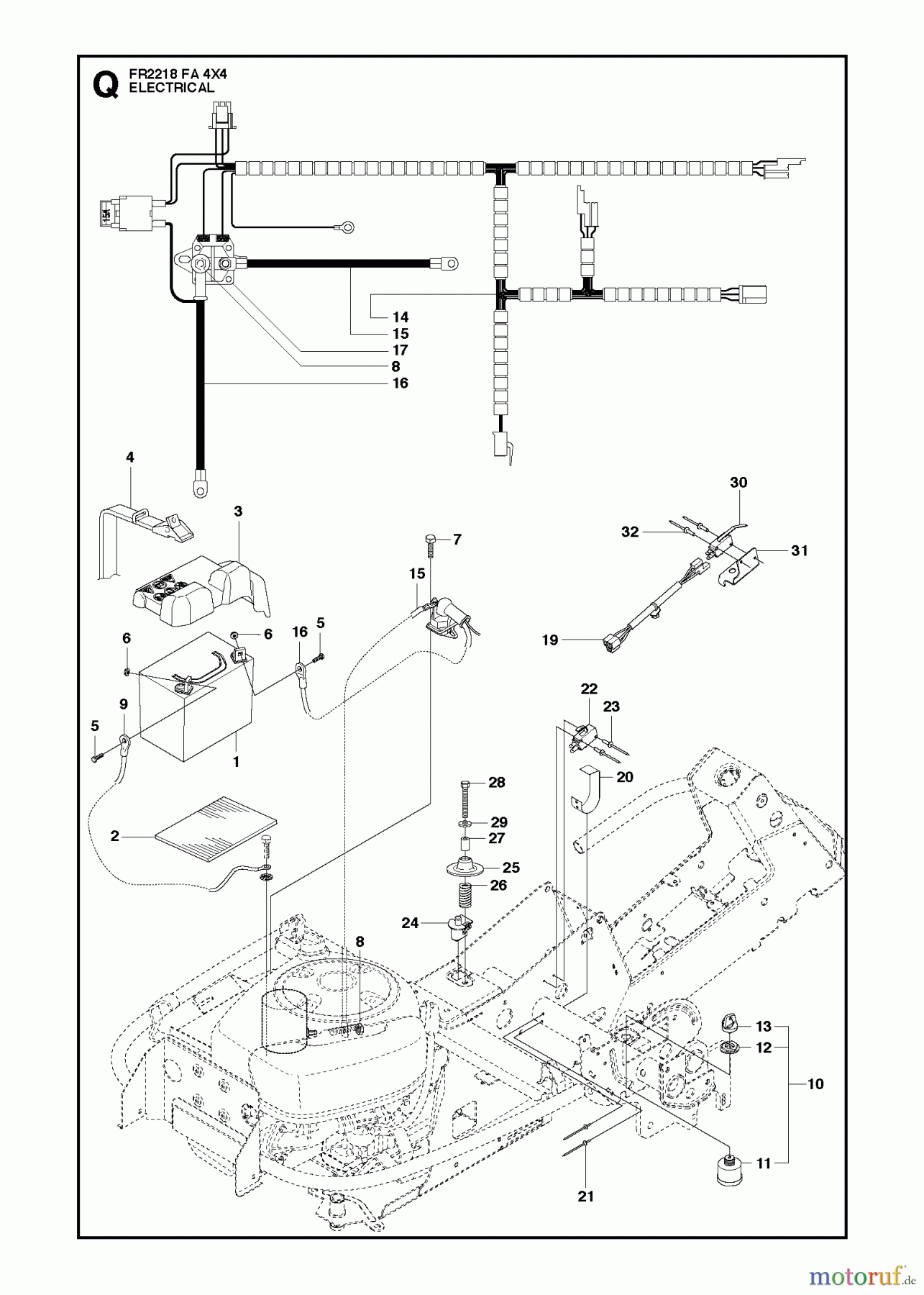 Jonsered Reitermäher FR2218 FA 4x4 (966773701) - Jonsered Rear-Engine Riding Mower (2012) ELECTRICAL