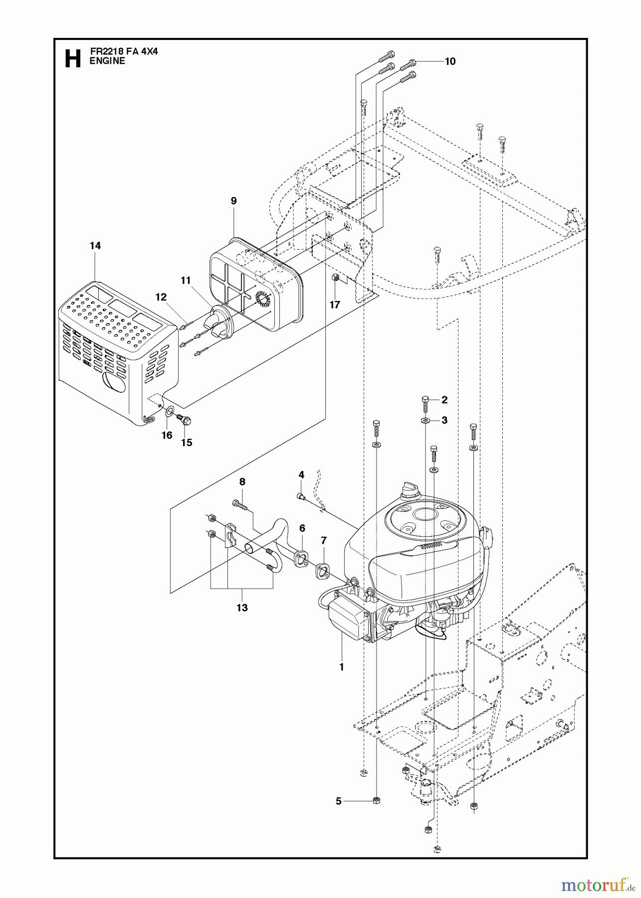Jonsered Reitermäher FR2218 FA 4x4 (966773701) - Jonsered Rear-Engine Riding Mower (2012) ENGINE
