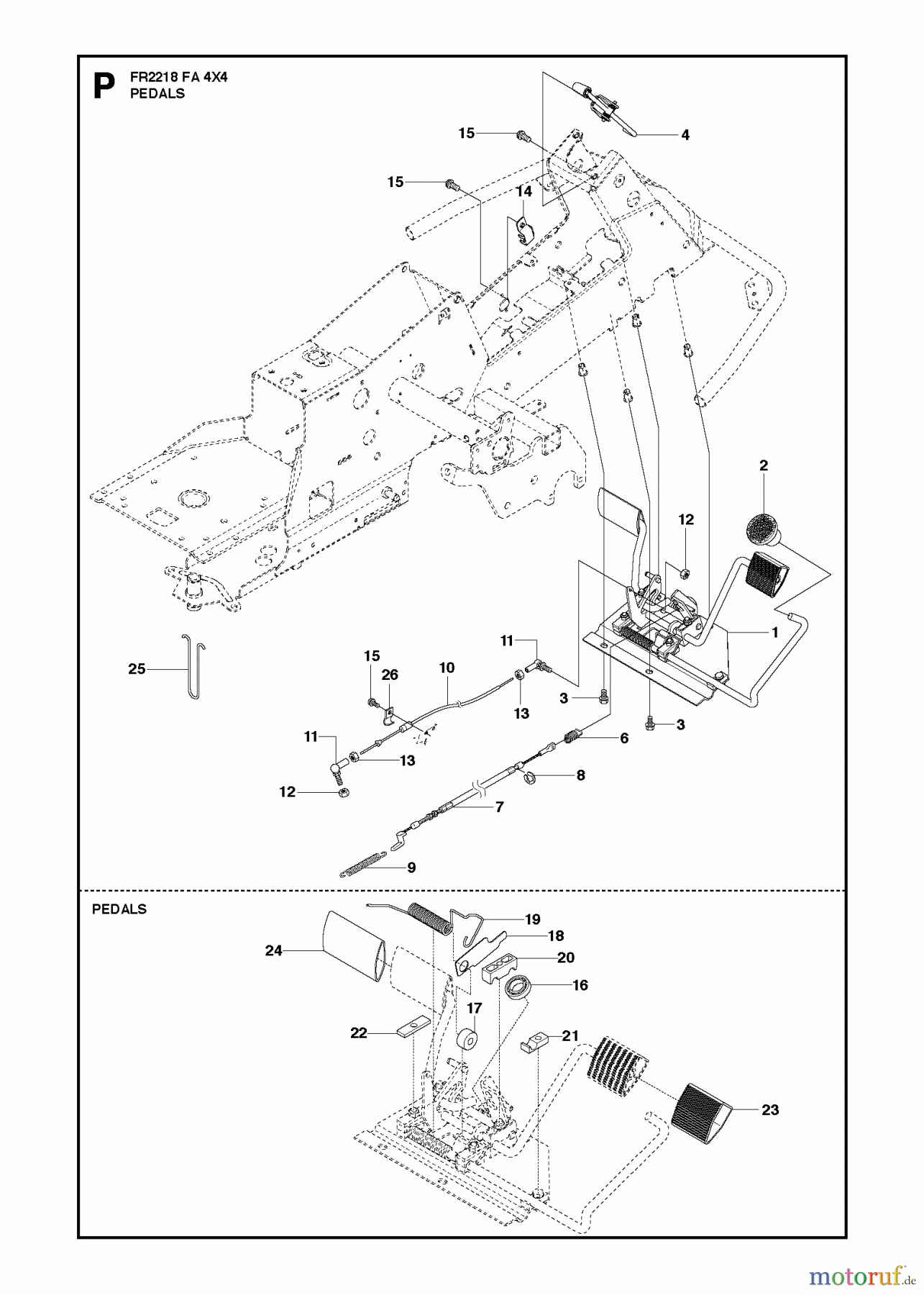 Jonsered Reitermäher FR2218 FA 4x4 (966773701) - Jonsered Rear-Engine Riding Mower (2012) PEDALS