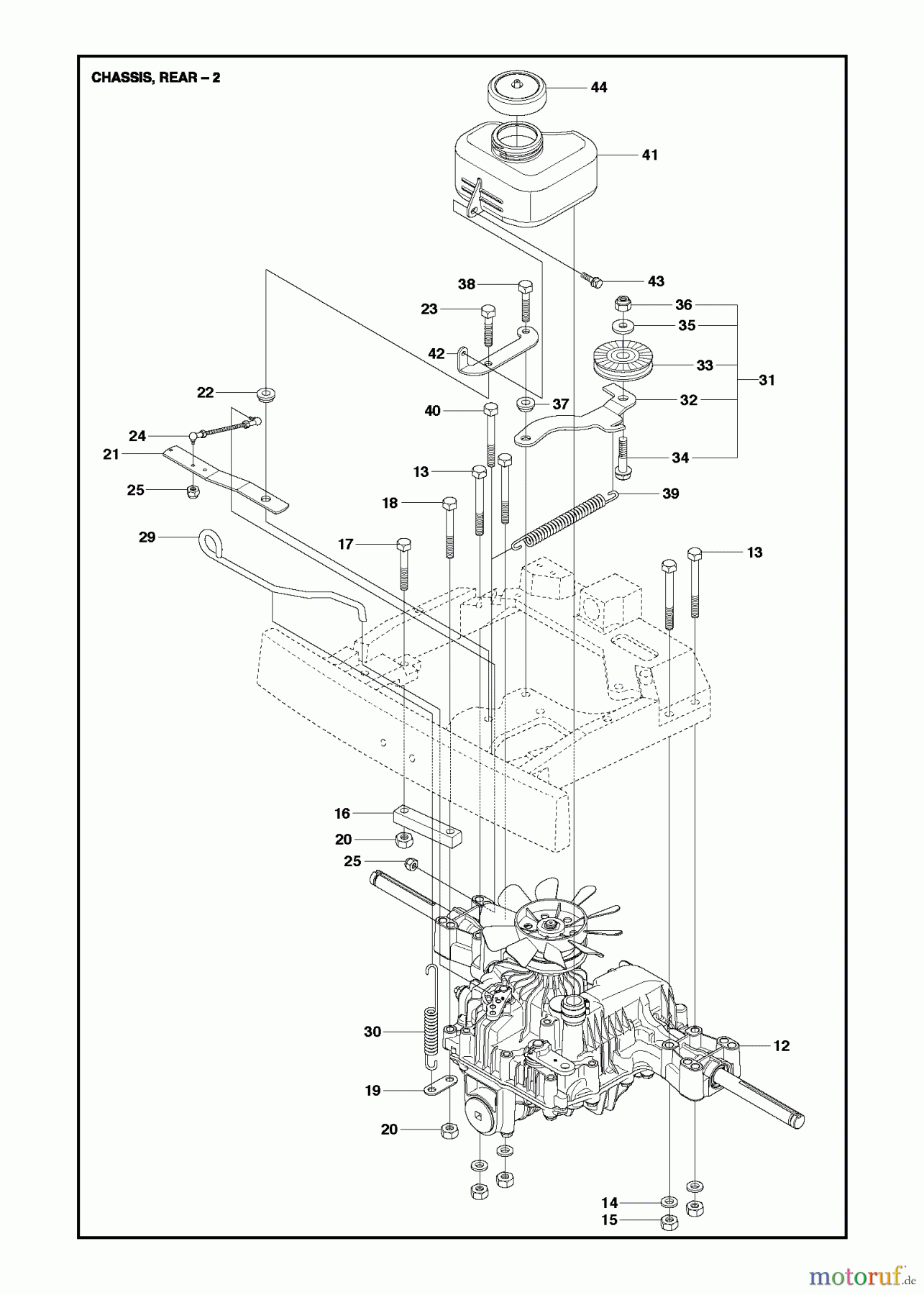 Jonsered Reitermäher FR2218 FA2 4x4 (967179401) - Jonsered Rear-Engine Riding Mower (2013) CHASSIS REAR #1