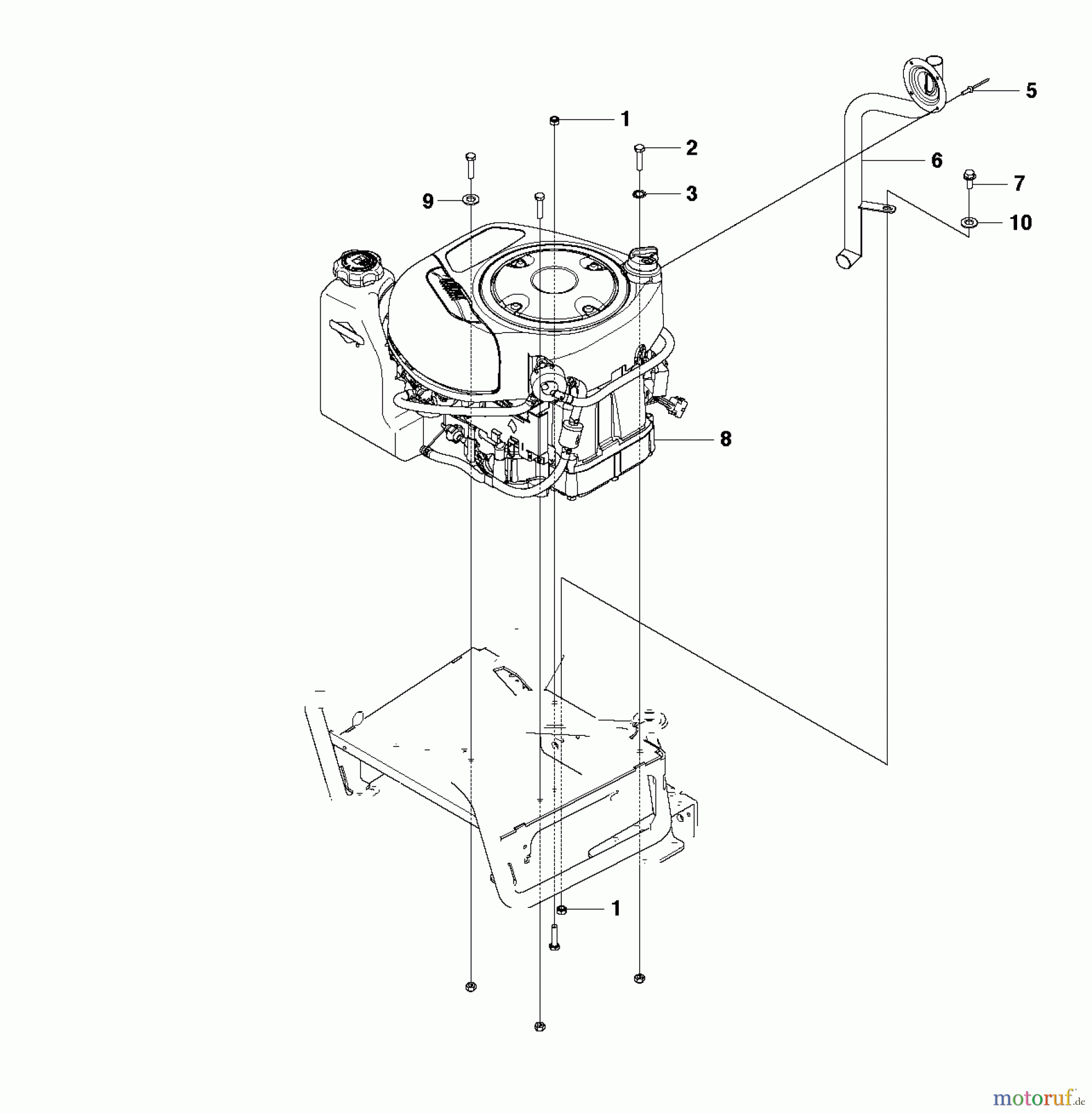  Jonsered Reitermäher FR2312 MA (966639885, 966639801) - Jonsered Rear-Engine Riding Mower (2011-02) ENGINE