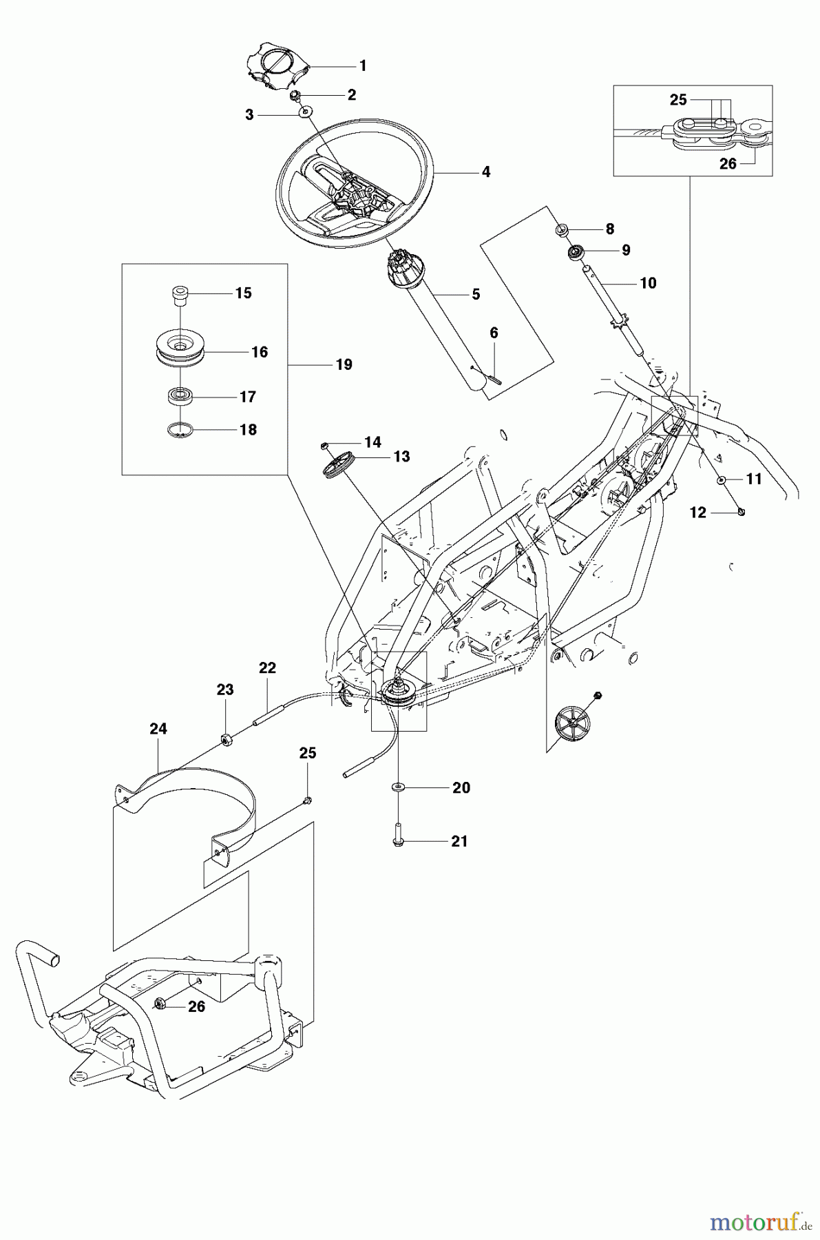Jonsered Reitermäher FR2312 MA (966639885, 966639801) - Jonsered Rear-Engine Riding Mower (2011-02) STEERING