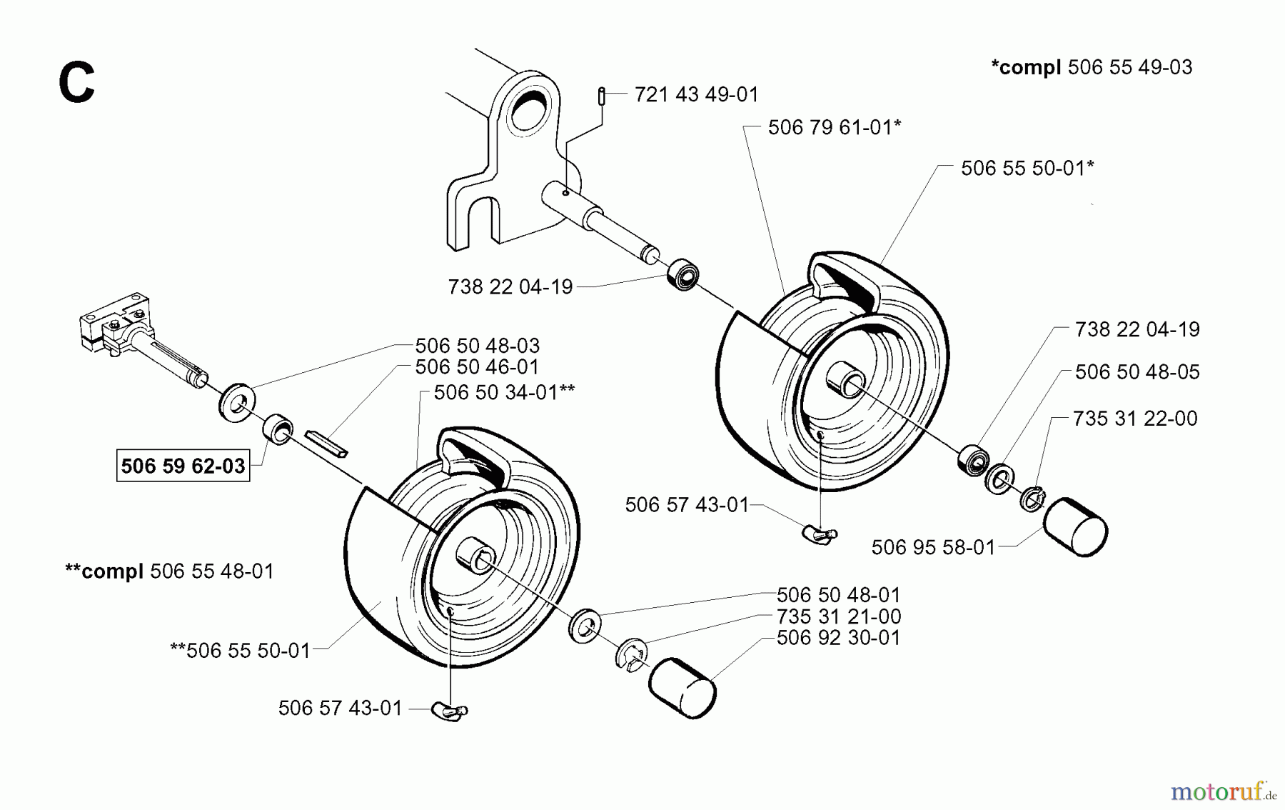  Jonsered Reitermäher FRM13 AUTOMATIC - Jonsered Rear-Engine Riding Mower (2001-01) WHEELS TIRES