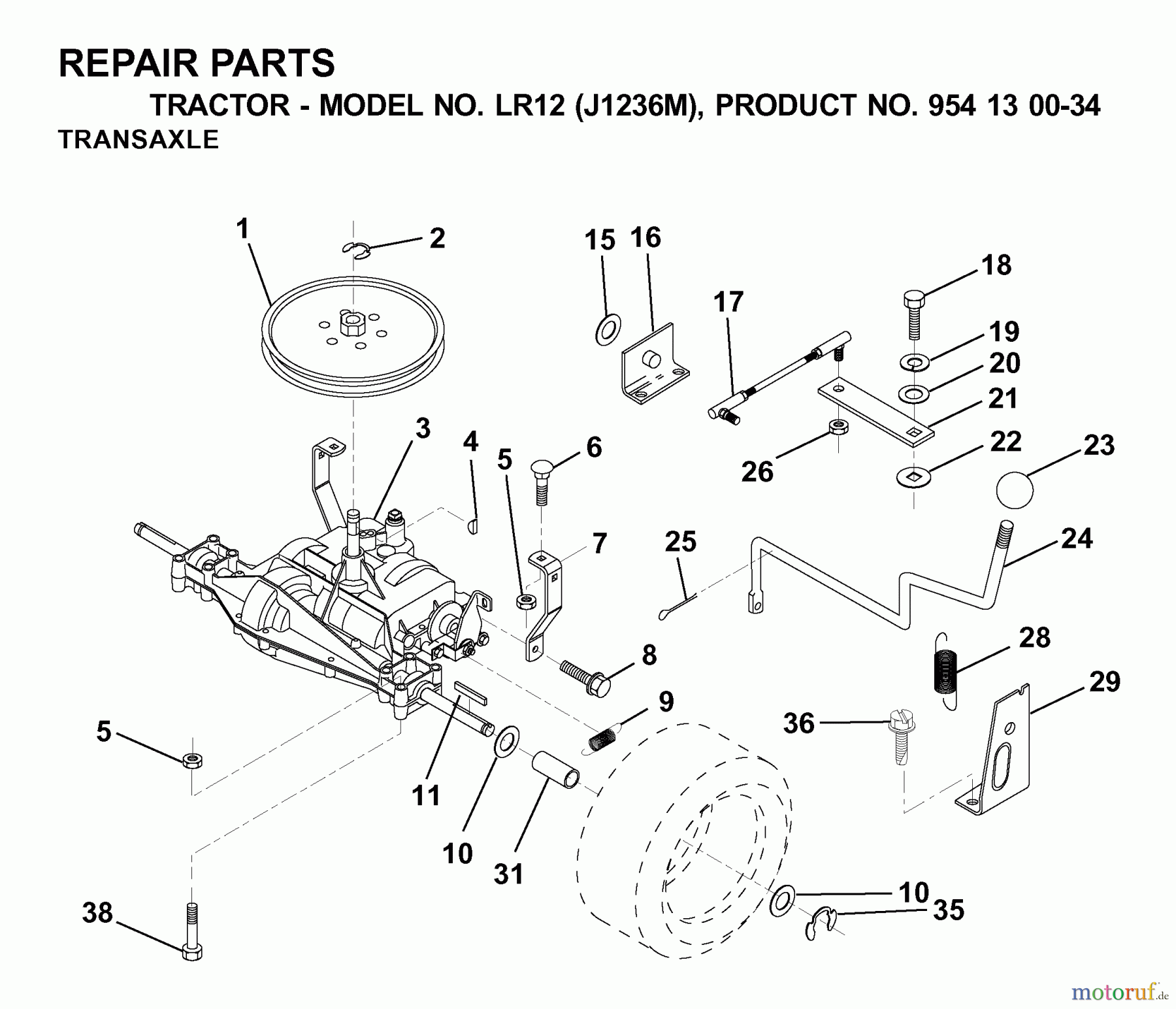 Jonsered Rasen und Garten Traktoren LR12 (J1236M, 954130034) - Jonsered Lawn & Garden Tractor (2000-04) TRANSMISSION