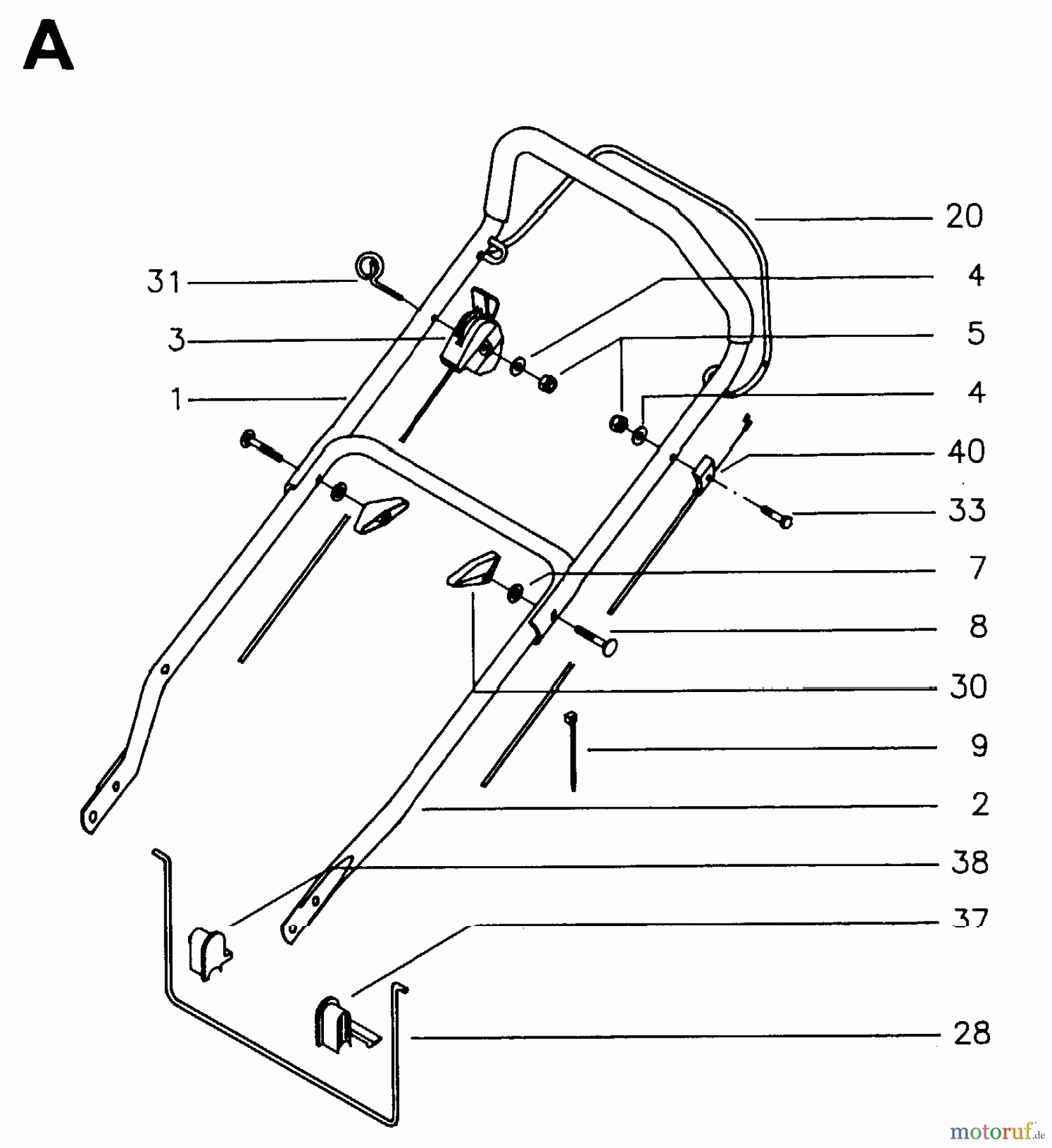 Jonsered Rasenmäher 346 M - Jonsered Walk-Behind Mower (1995-01) HANDLE CONTROLS