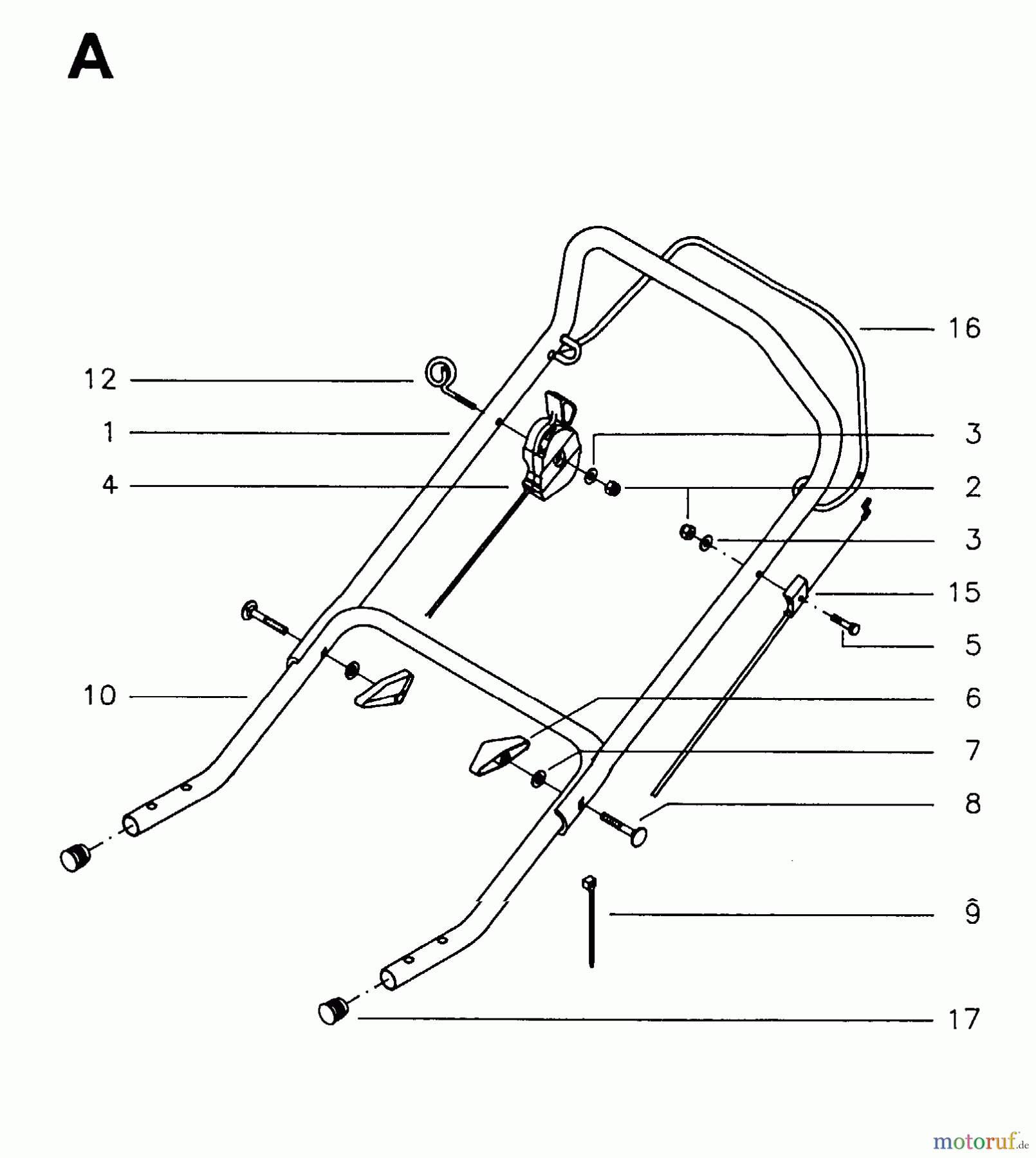 Jonsered Rasenmäher 348 S - Jonsered Walk-Behind Mower (1995-01) HANDLE CONTROLS