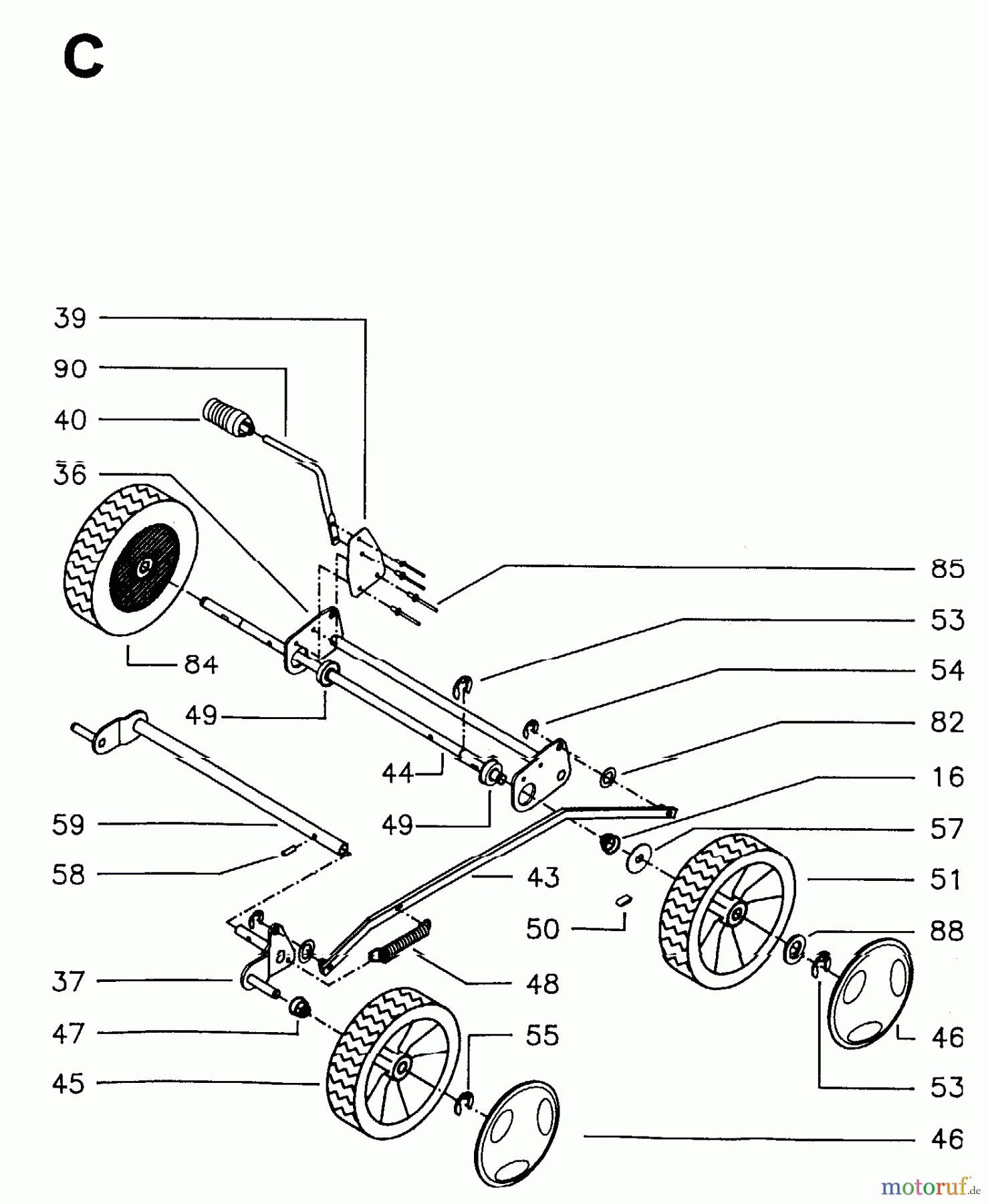  Jonsered Rasenmäher 446 R - Jonsered Walk-Behind Mower (1995-01) WHEELS TIRES #2