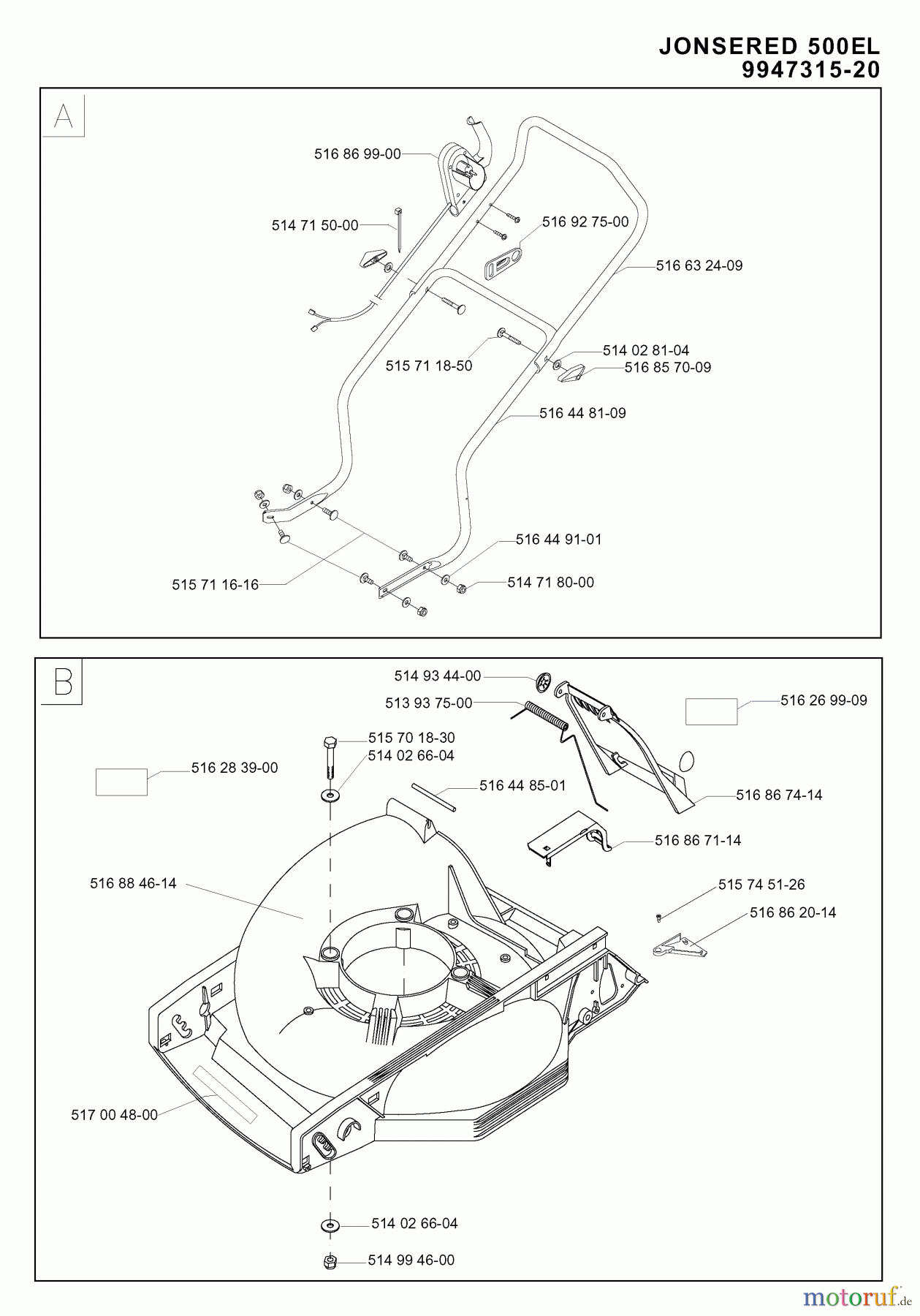  Jonsered Rasenmäher 500 EL (994731520) - Jonsered Walk-Behind Mower (1998-05) PRODUCT COMPLETE #2