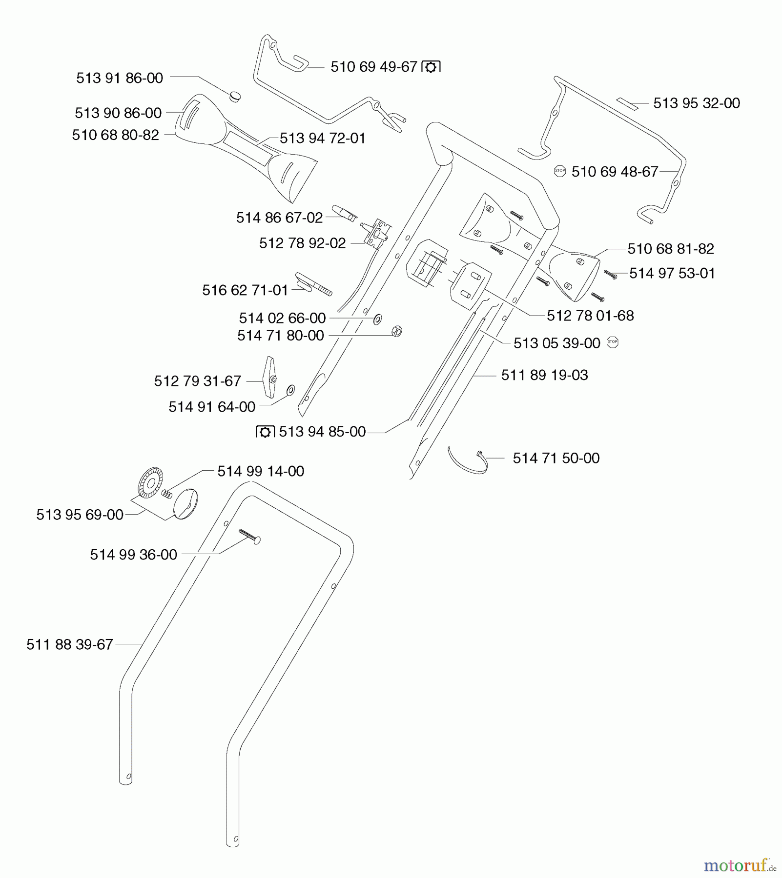 Jonsered Rasenmäher 580 RD - Jonsered Walk-Behind Mower (2001-03) HANDLE CONTROLS