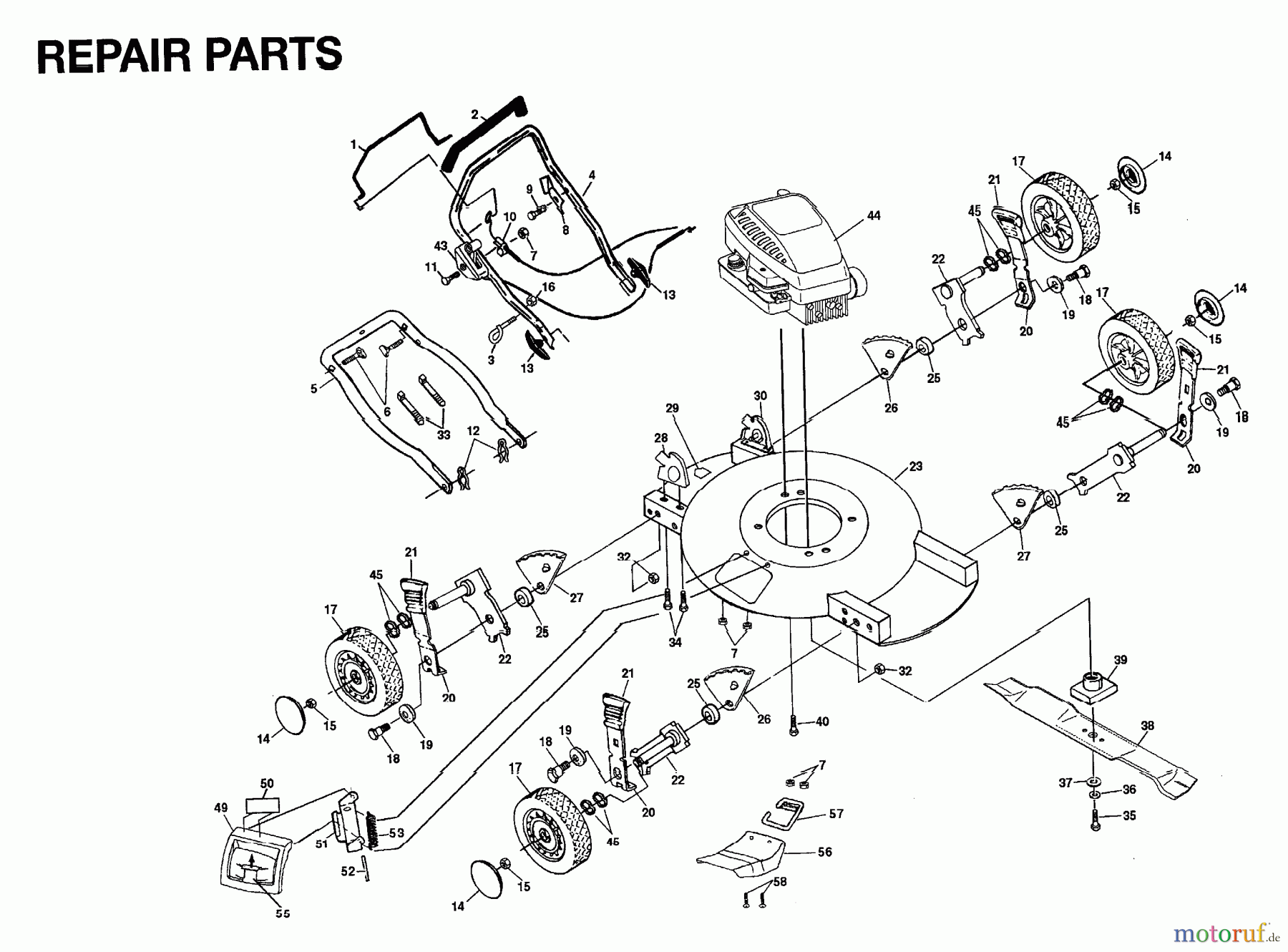 Jonsered Rasenmäher 600 MII (954056641) - Jonsered Walk-Behind Mower (1996-01) PRODUCT COMPLETE