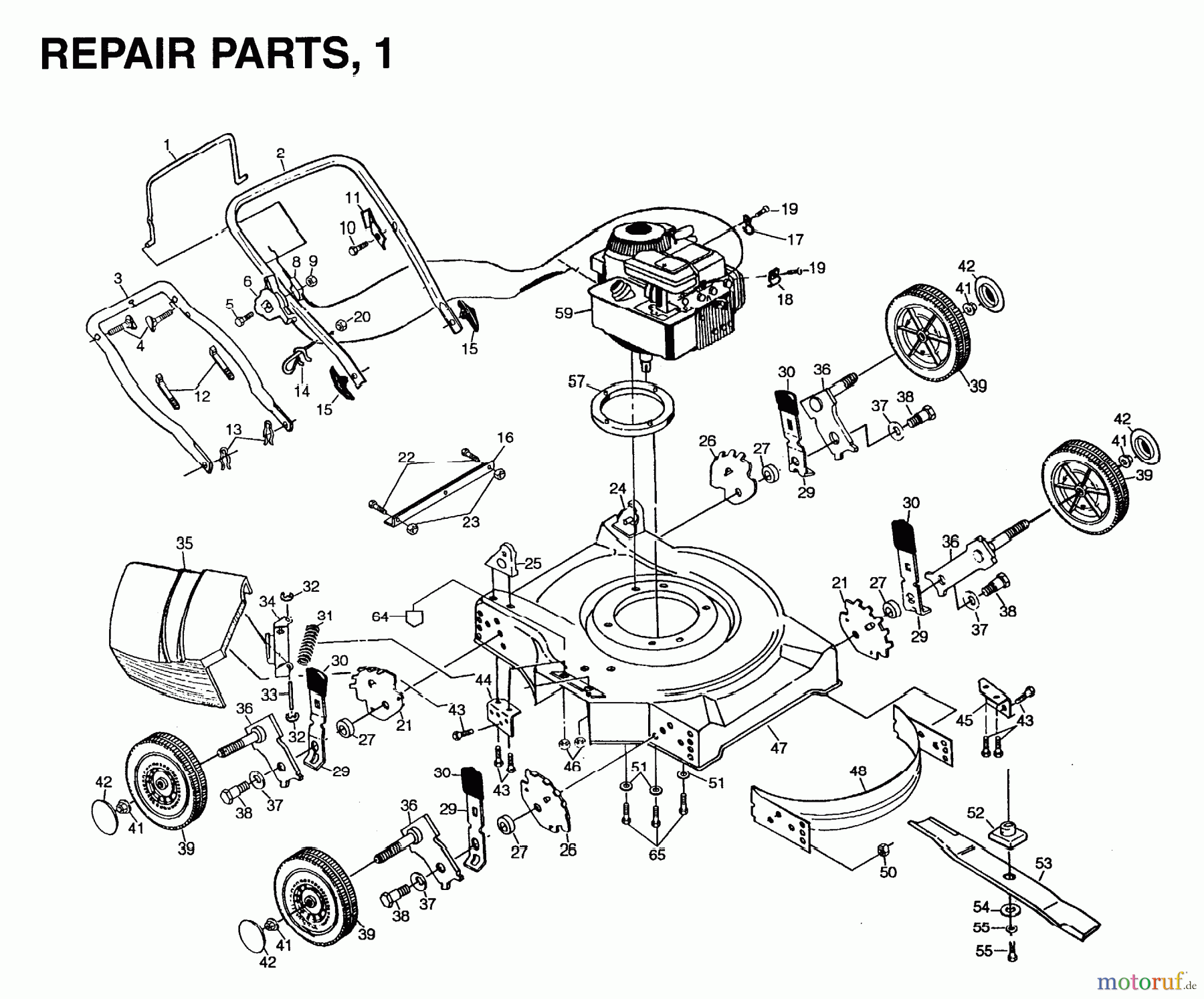Jonsered Rasenmäher 600 S (954056621) - Jonsered Walk-Behind Mower (1996-01) PRODUCT COMPLETE