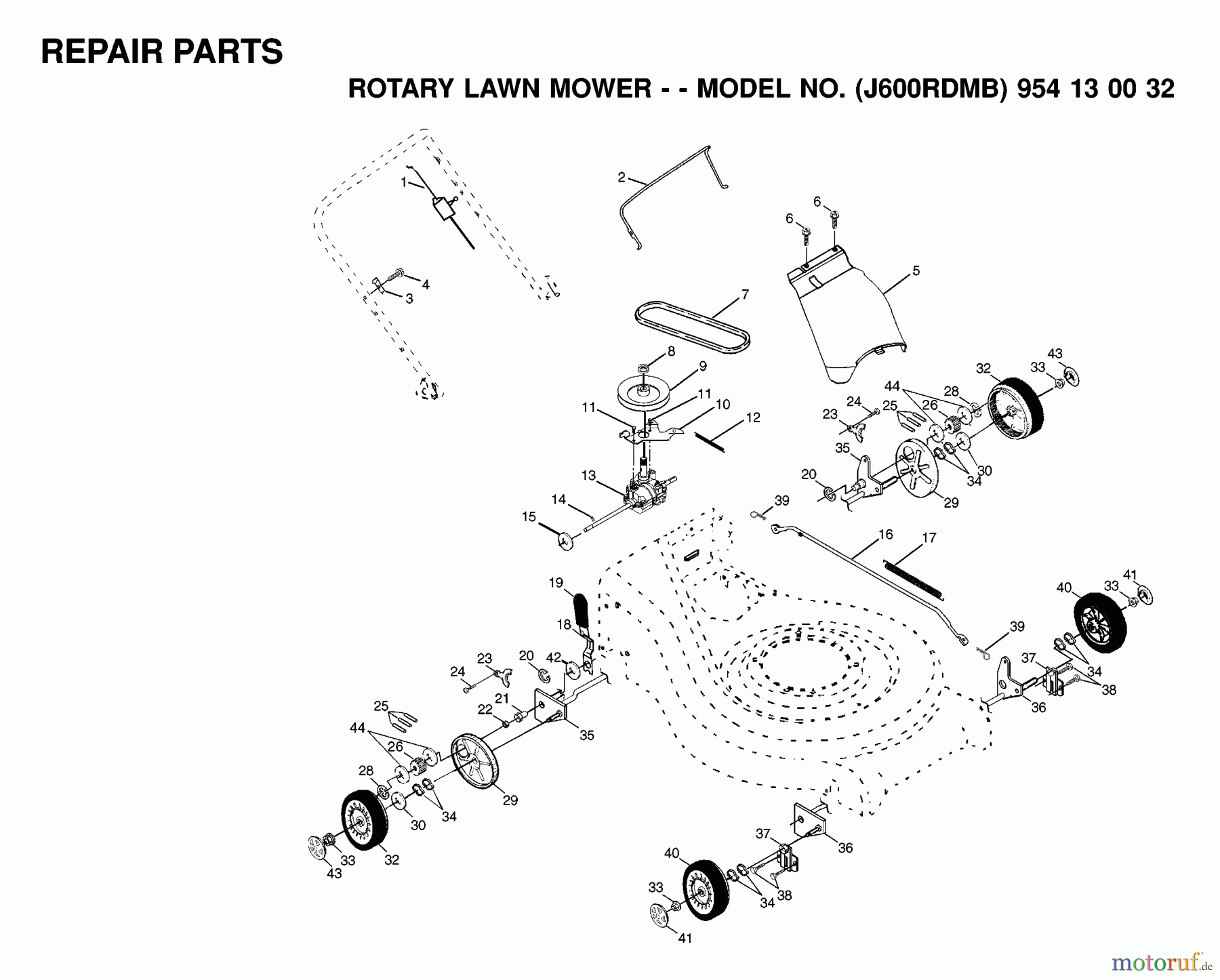 Jonsered Rasenmäher 600RDM2 (J600RDMB, 954130032) - Jonsered Walk-Behind Mower (1999-07) PRODUCT COMPLETE #1