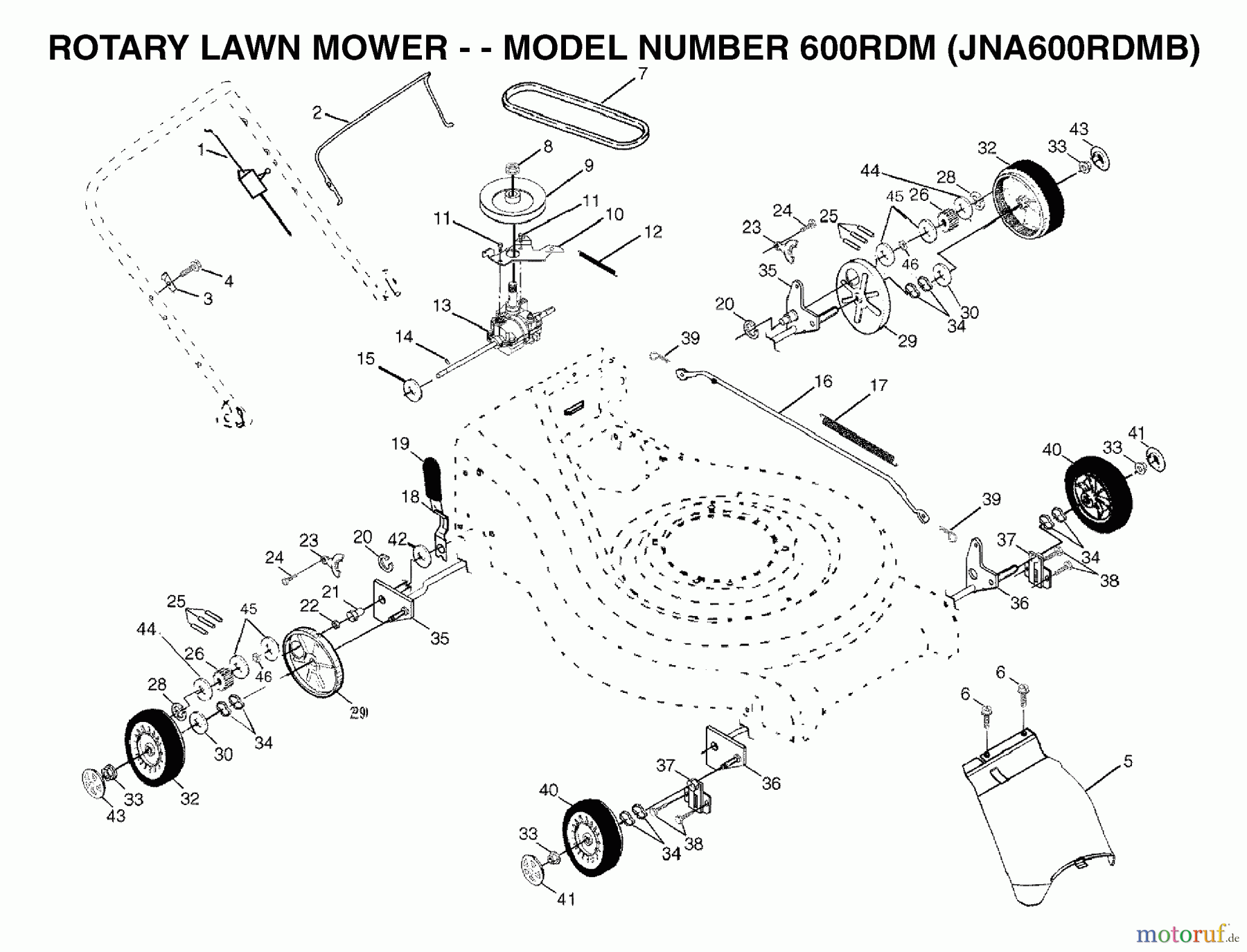  Jonsered Rasenmäher 600RDM2 (JNA600RDMB) - Jonsered Walk-Behind Mower (2002-03) PRODUCT COMPLETE #1