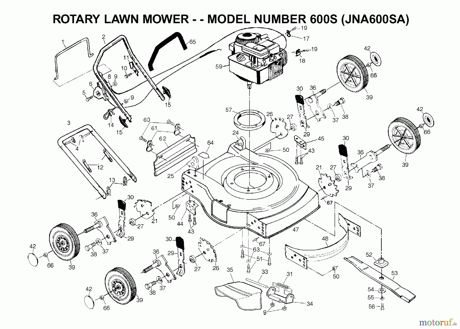 Jonsered Rasenmäher 600S (JNA600SA) - Jonsered Walk-Behind Mower (2003-01) PRODUCT COMPLETE