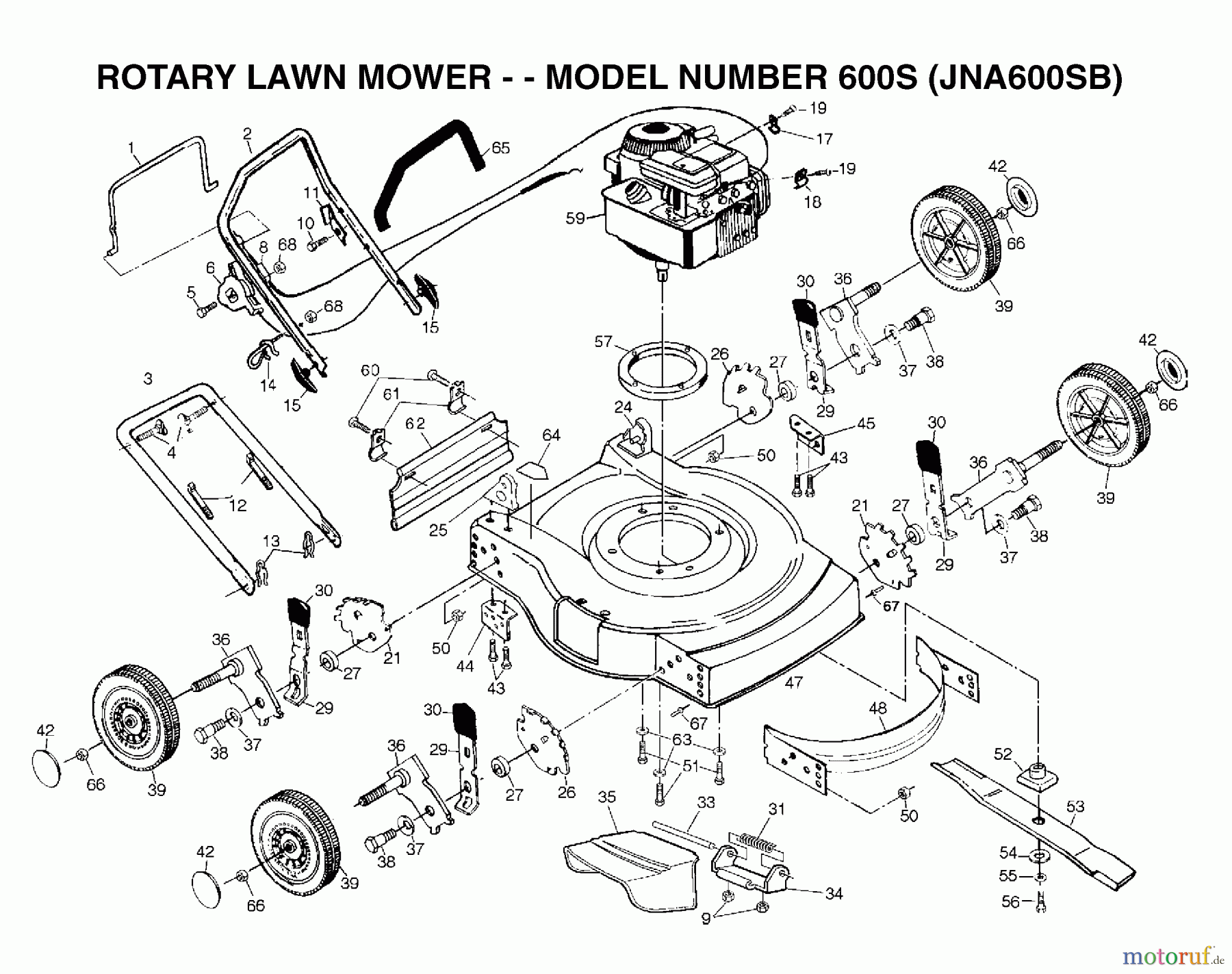 Jonsered Rasenmäher 600S (JNA600SB) - Jonsered Walk-Behind Mower (2002-03) PRODUCT COMPLETE