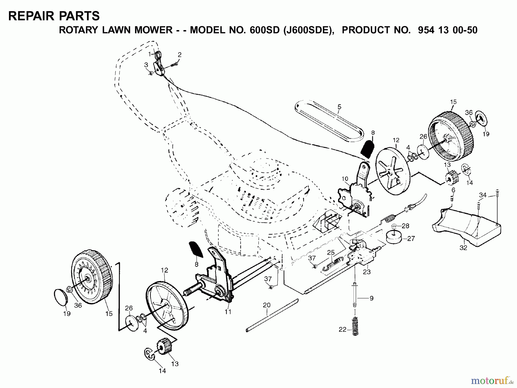 Jonsered Rasenmäher 600SD (J600SDE, 954130050) - Jonsered Walk-Behind Mower (2001-03) PRODUCT COMPLETE #2
