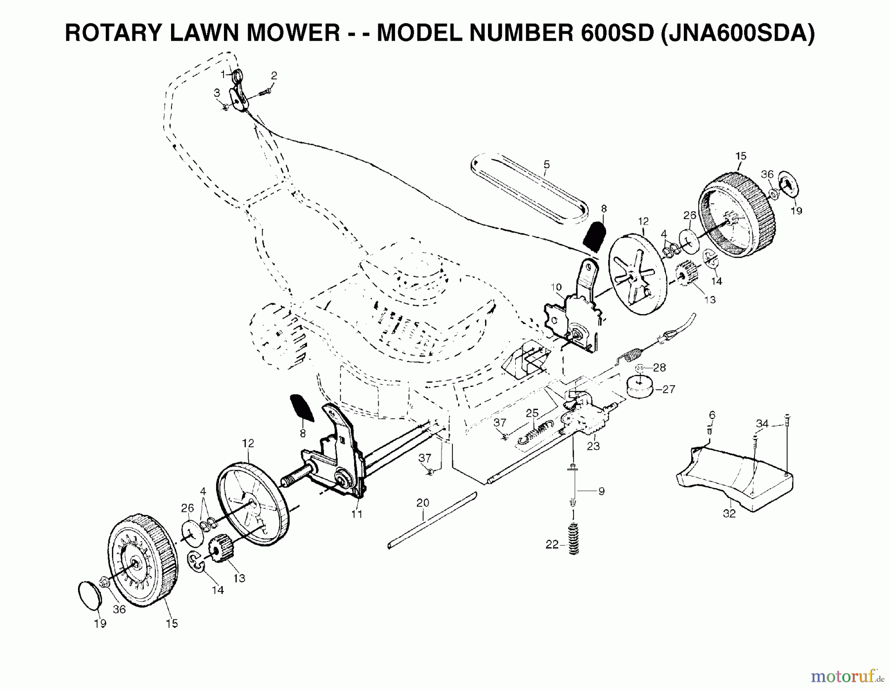 Jonsered Rasenmäher 600SD (JNA600SDA) - Jonsered Walk-Behind Mower (2003-01) GEAR CASE #1