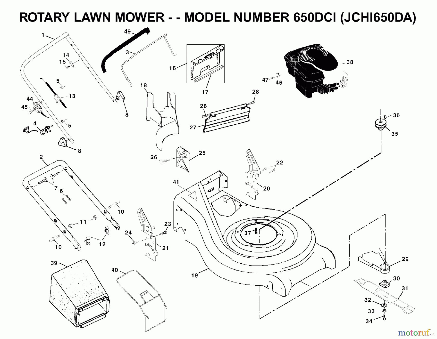 Jonsered Rasenmäher 650DCI (JCHI650DA) - Jonsered Walk-Behind Mower (2001-03) PRODUCT COMPLETE #1