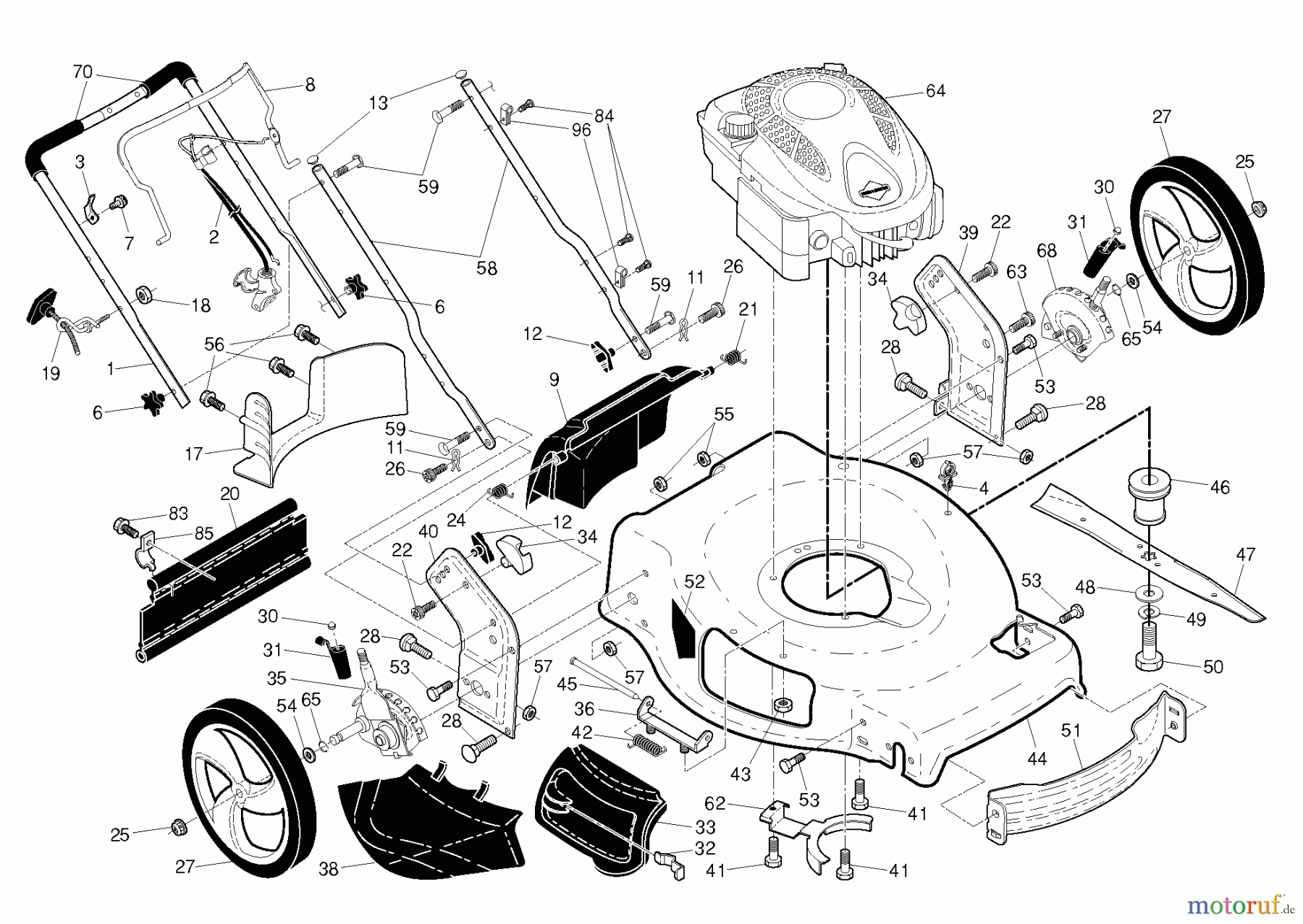 Jonsered Rasenmäher 961480030 (96148003000) - Jonsered Walk-Behind Mower (2011-12) FRAME