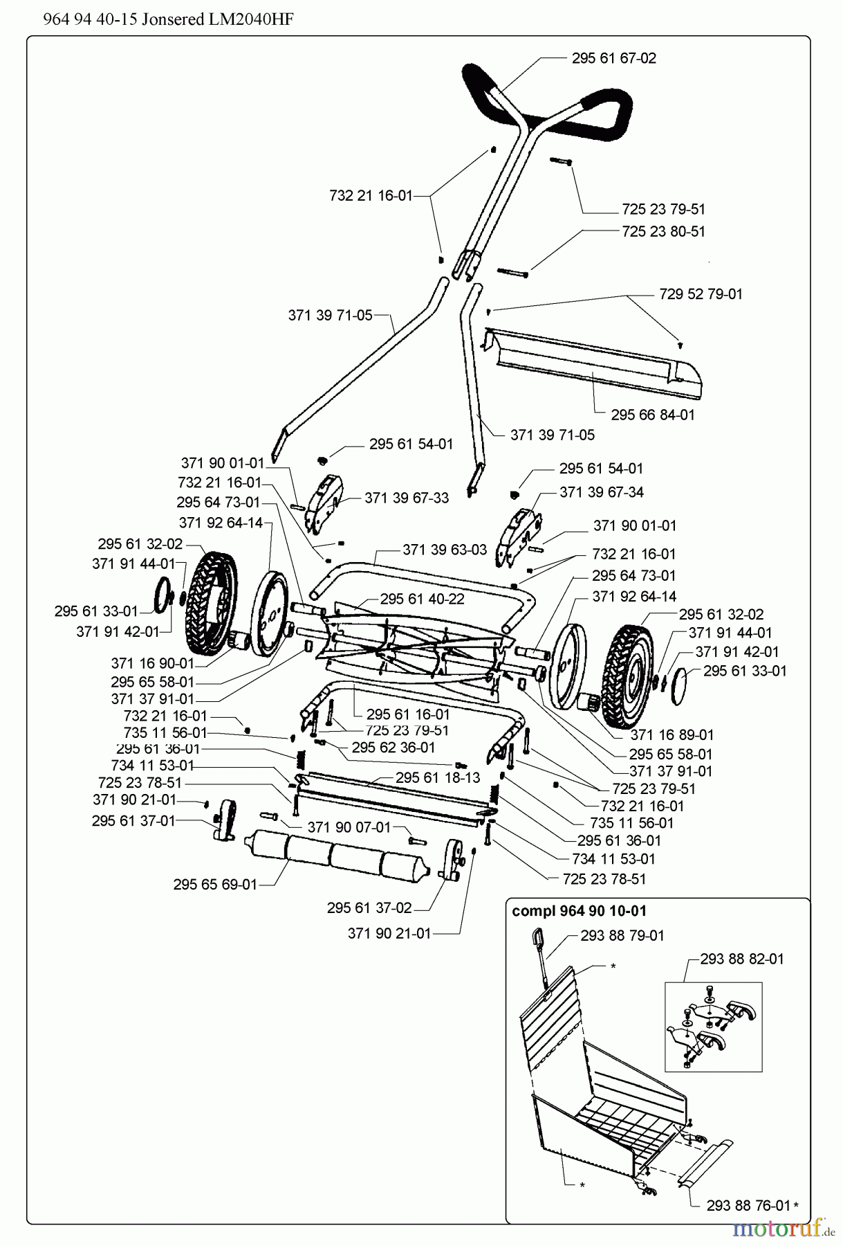 Jonsered Rasenmäher LM2040HF (964944015) - Jonsered Walk-Behind Mower (2003-01) PRODUCT COMPLETE