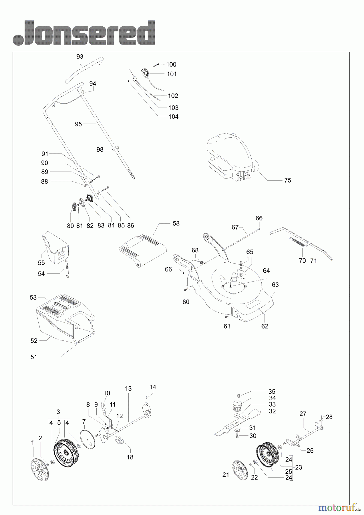 Jonsered Rasenmäher LM2147CM (965160001) - Jonsered Walk-Behind Mower (2008-02) PRODUCT COMPLETE