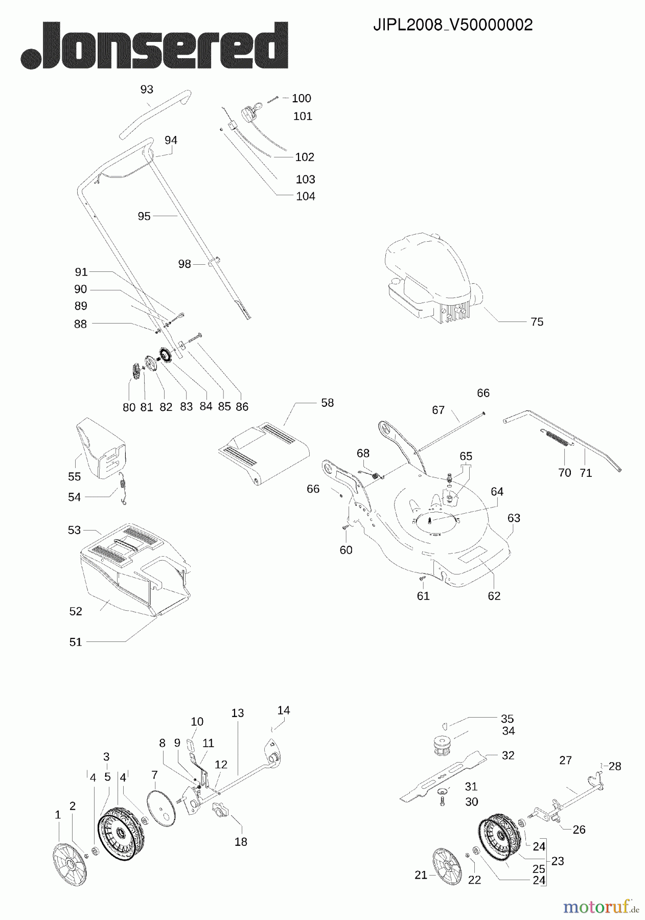 Jonsered Rasenmäher LM2147CM (96587830101) - Jonsered Walk-Behind Mower (2009-01) PRODUCT COMPLETE