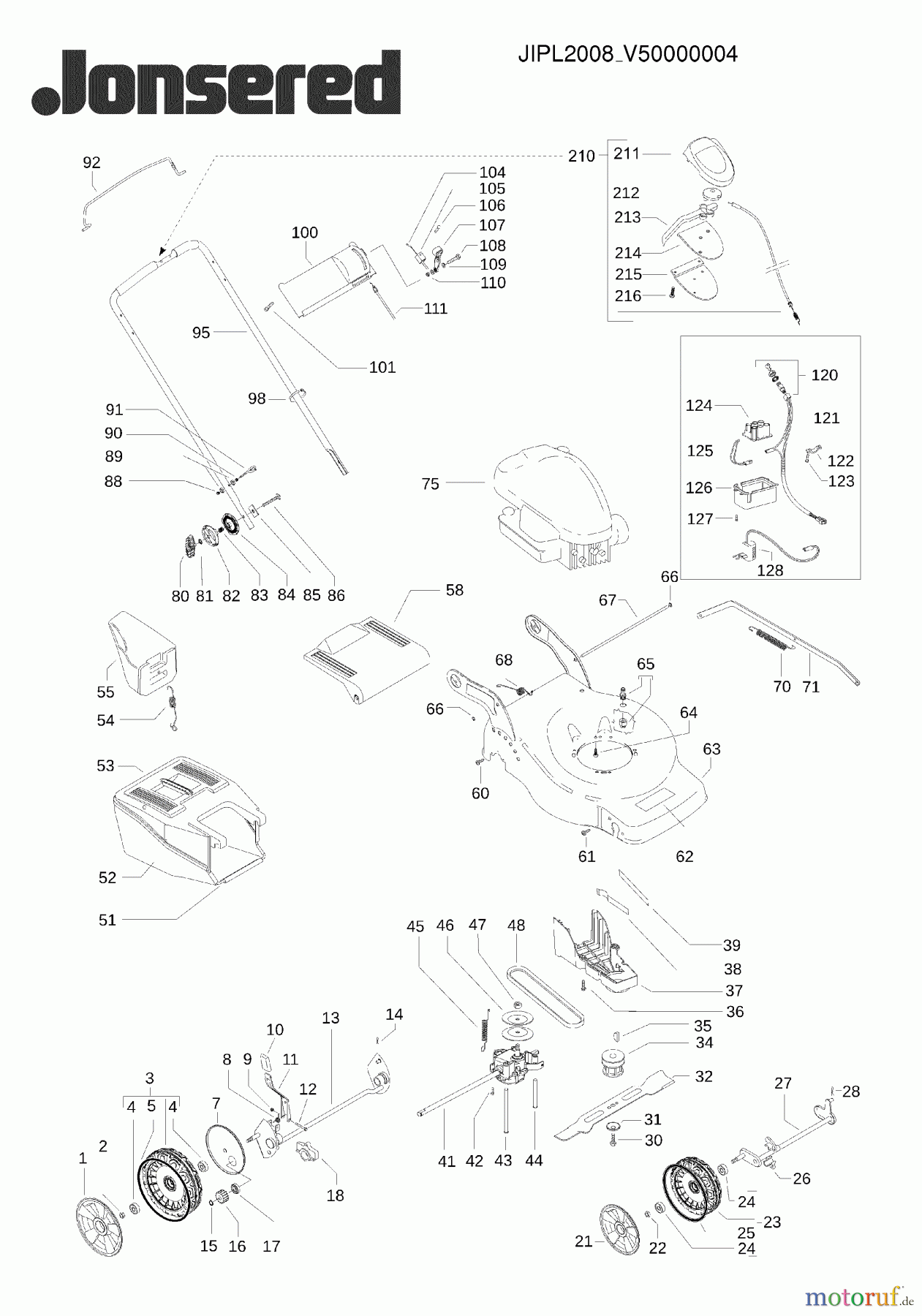 Jonsered Rasenmäher LM2147CMDAE (96587850101) - Jonsered Walk-Behind Mower (2009-01) PRODUCT COMPLETE