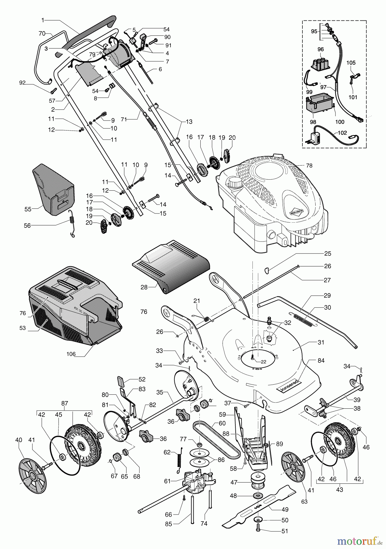 Jonsered Rasenmäher LM2147CMDE (965160201) - Jonsered Walk-Behind Mower (2007-04) WHEELS TIRES