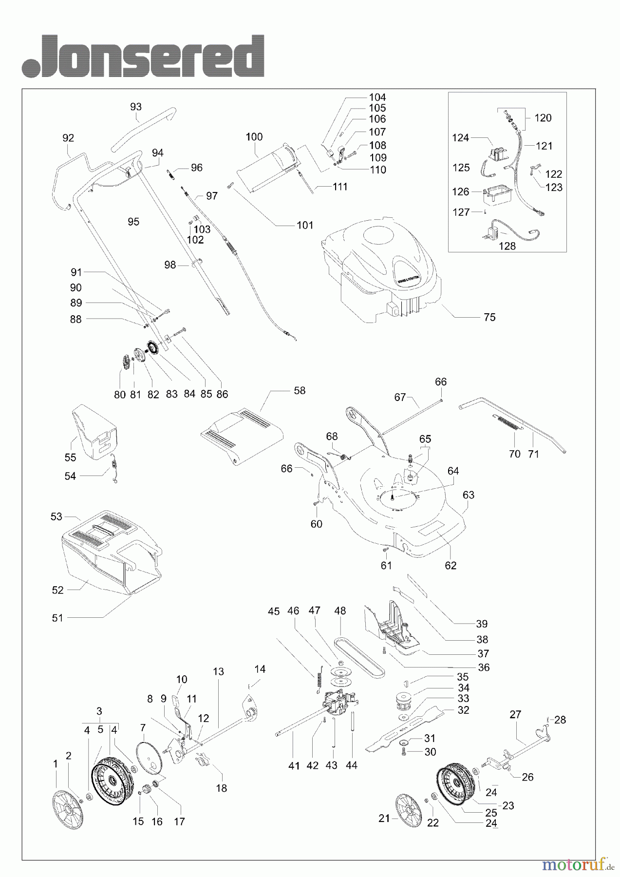 Jonsered Rasenmäher LM2147CMDE (965160201) - Jonsered Walk-Behind Mower (2008-02) PRODUCT COMPLETE