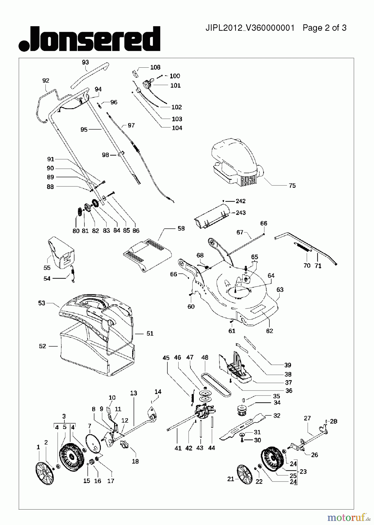 Jonsered Rasenmäher LM2150 (96587860103) - Jonsered Walk-Behind Mower (2012-09) PRODUCT COMPLETE